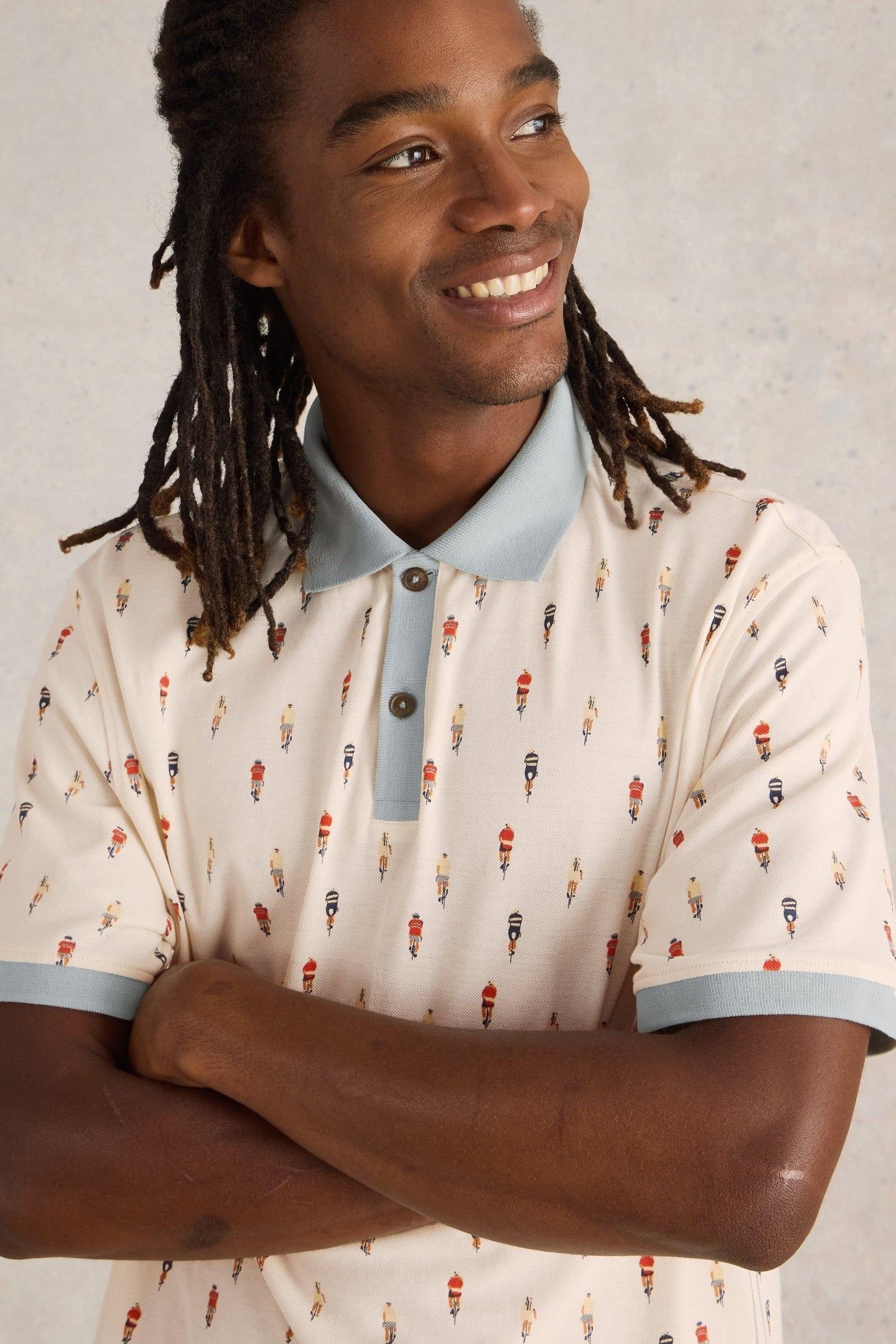 BIKE PRINTED POLO WHITE PRINT 2