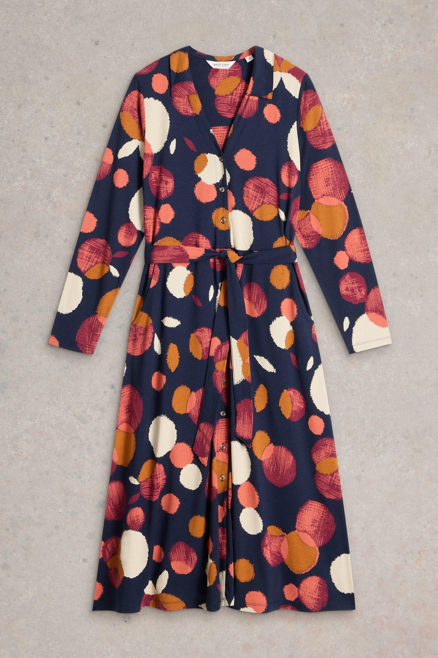 CORA JERSEY SHIRT DRESS NAVY PRINT 4