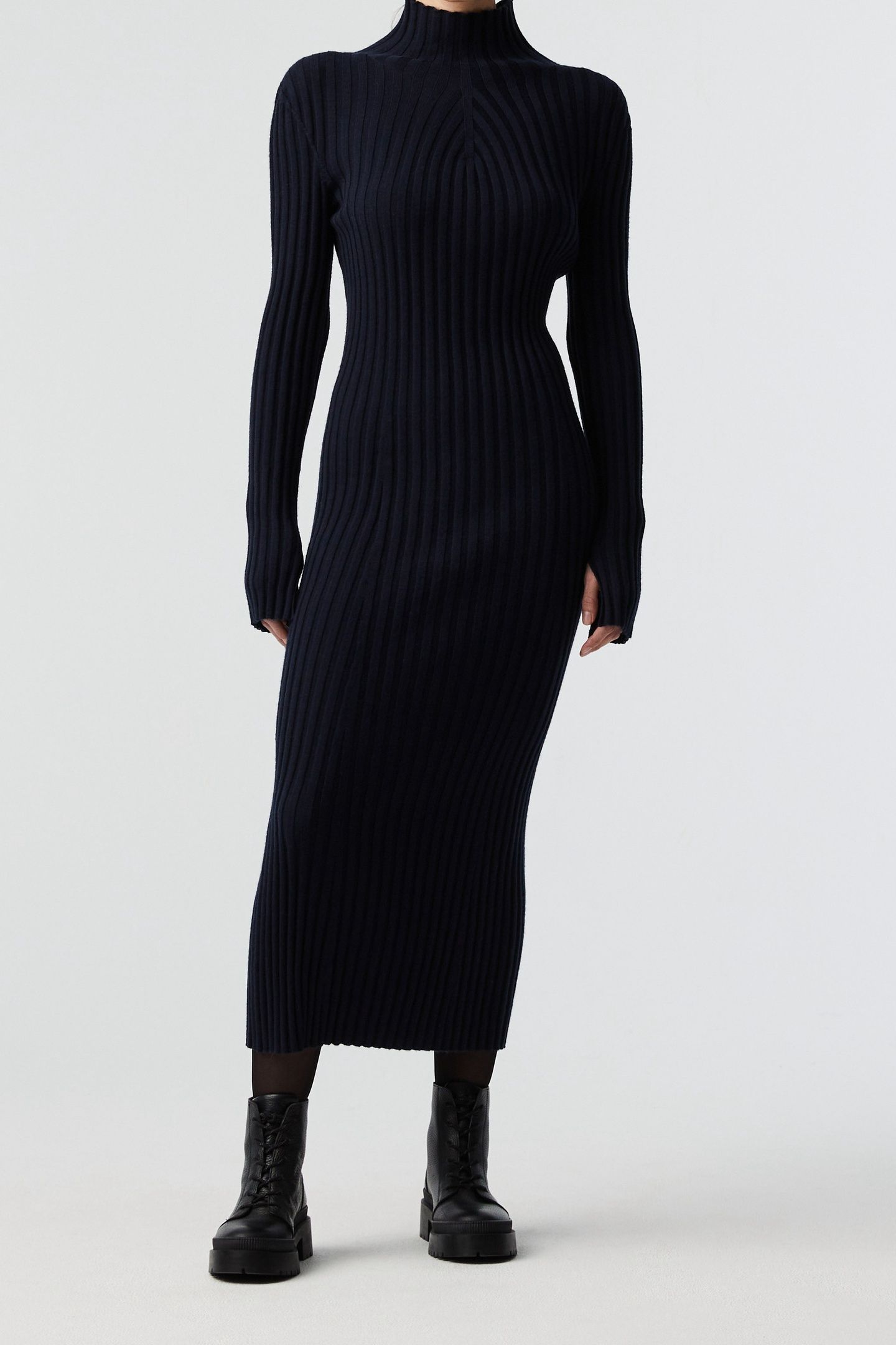 FOLAS V1.Y8.02 FLAT-KNIT-DRESS DARK NAVY 1
