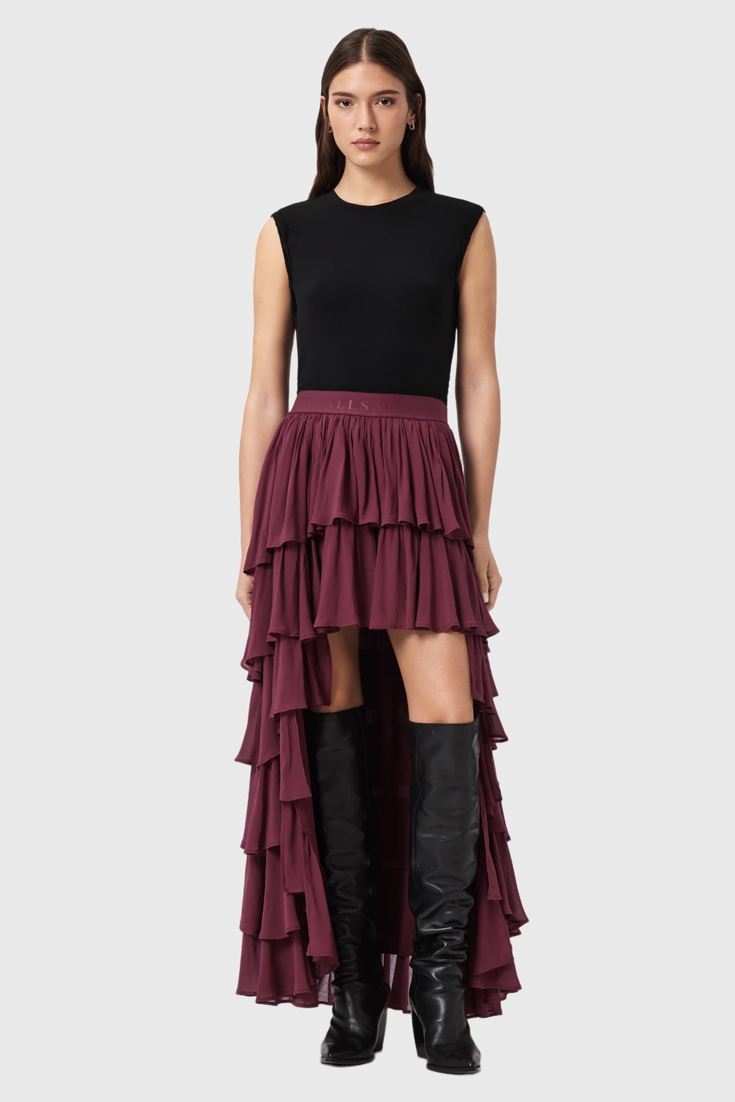 CAVARLY MAXI SKIRT TAWNY PORT RED 4