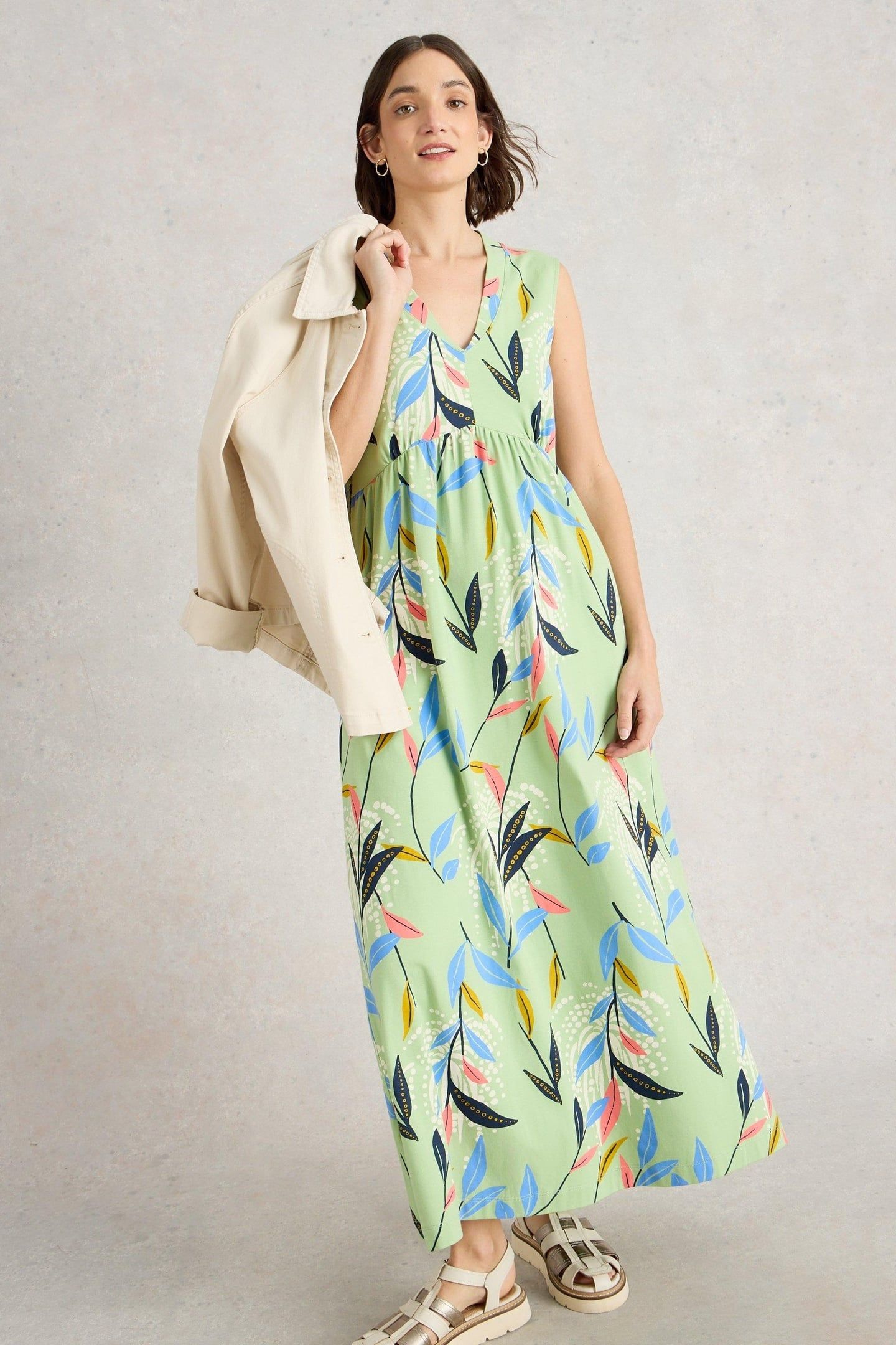 ARCHER JERSEY MAXI DRESS GREEN MULTI 2