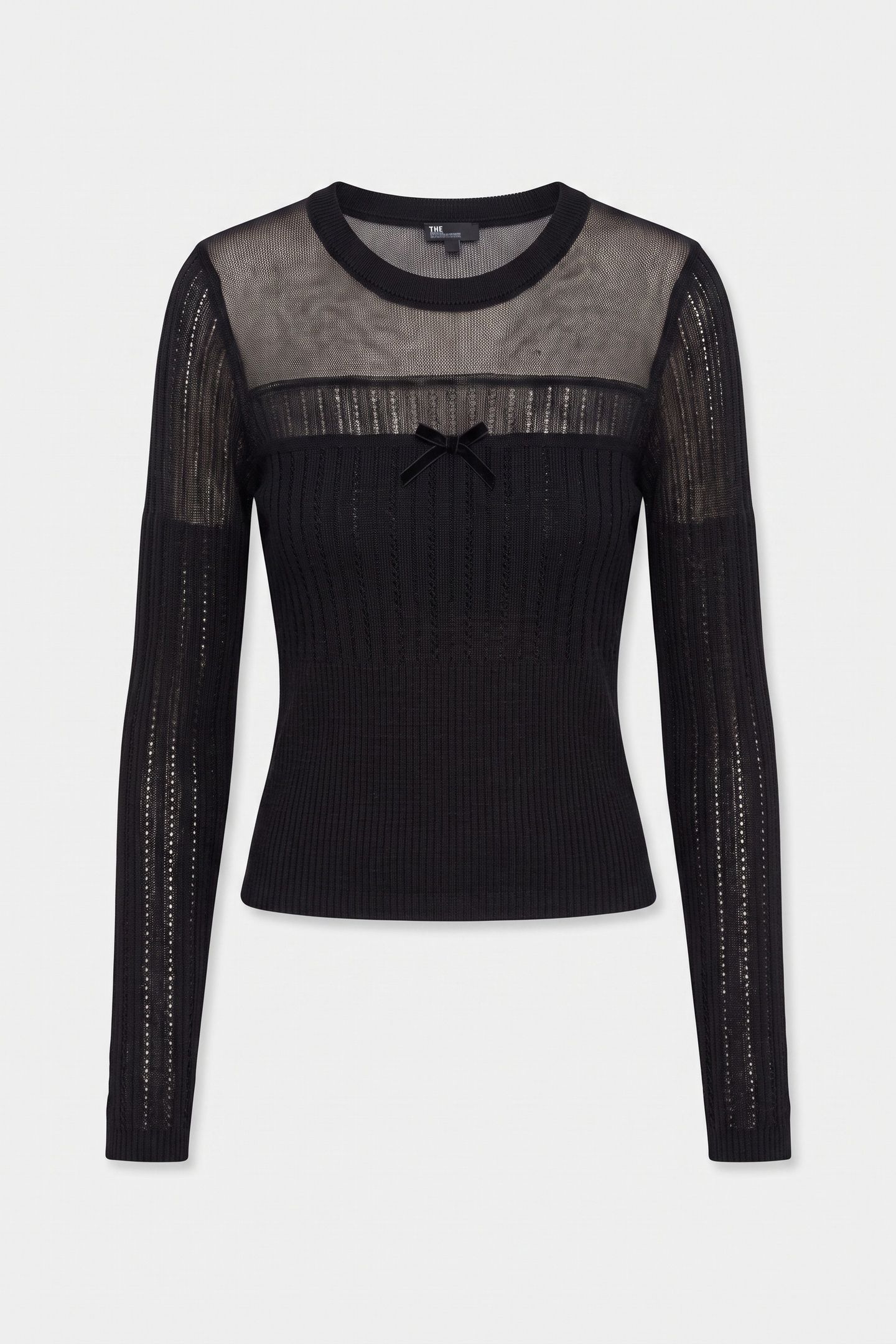 LONG-SLEEVED SWEATER WITH SHEER DETAILS BLACK 4