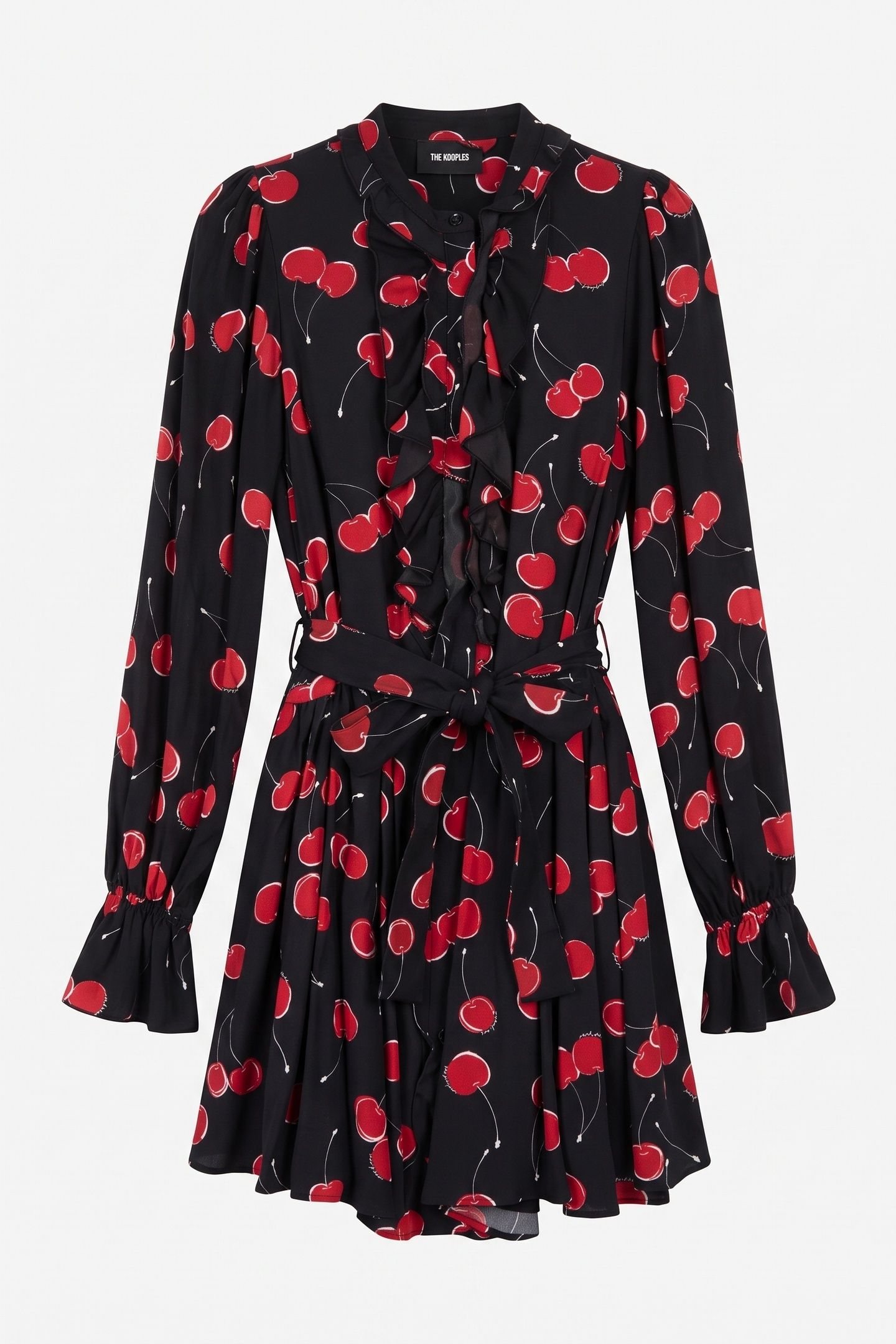 SHORT DRESS WITH LONG SLEEVES BLACK - RED 4