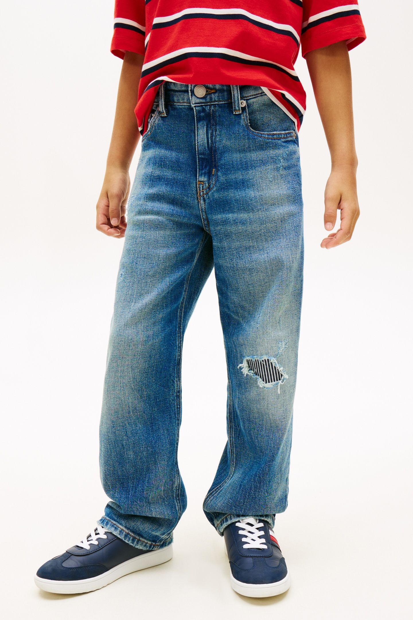 BOYS BAGGY MID BLUE DESTRUCTIONS 3