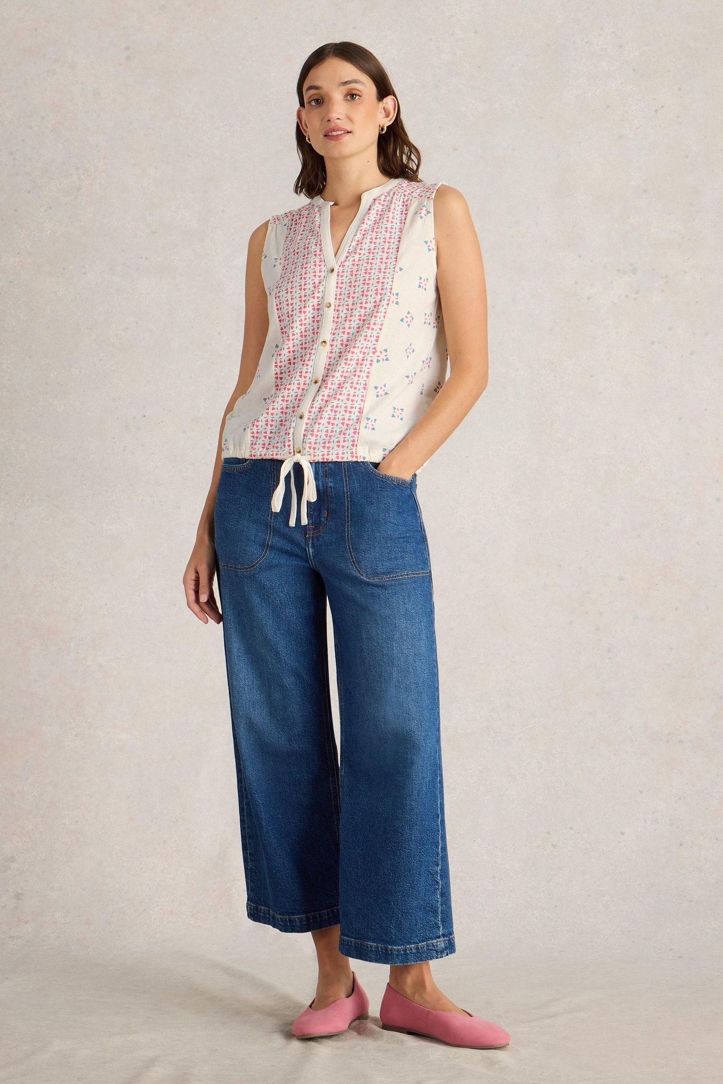 TULIP SLEEVELESS SHIRT PINK PRINT 2