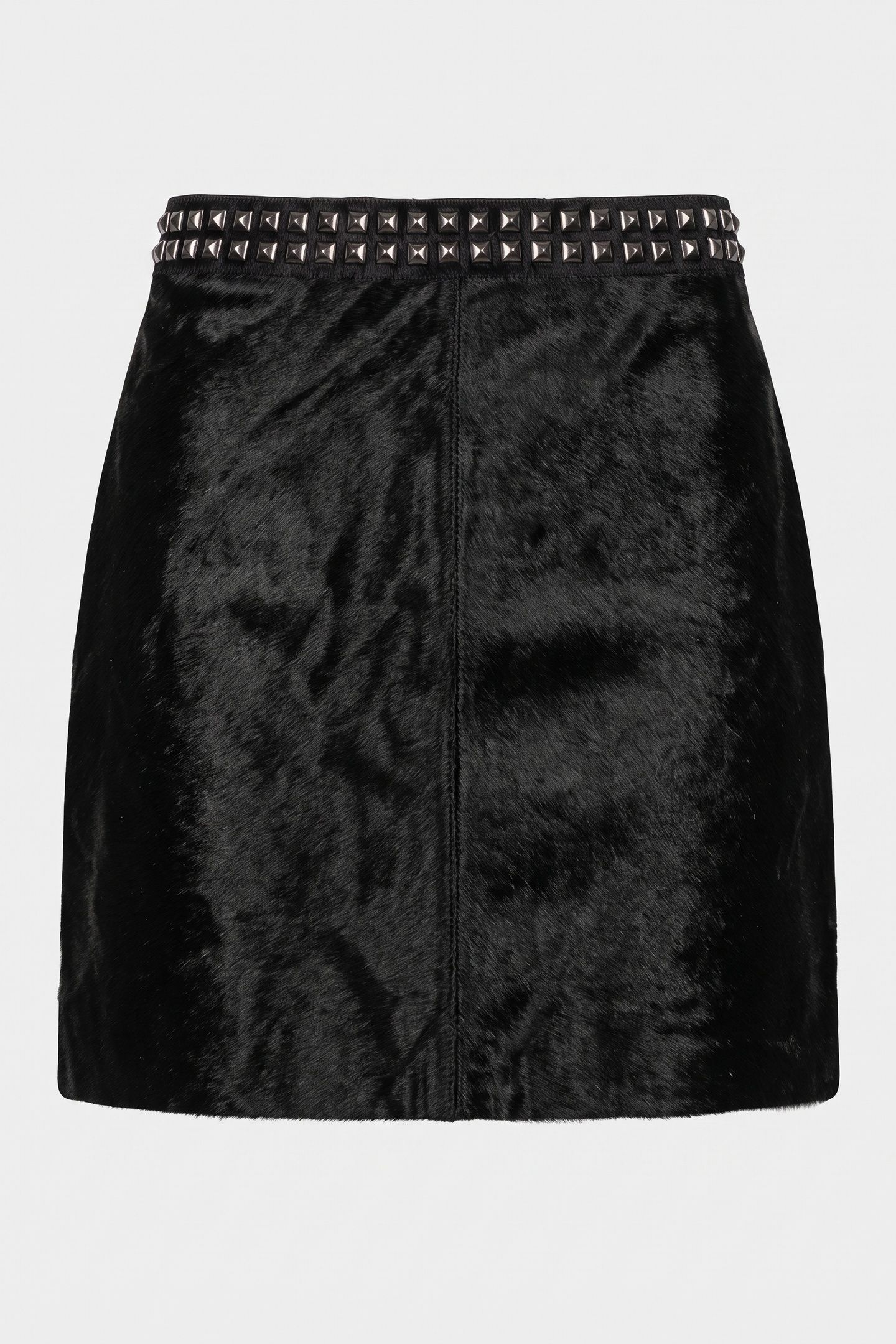 MID-LENGTH FUR SKIRT WITH STUDS AT THE WAIST BLACK 3
