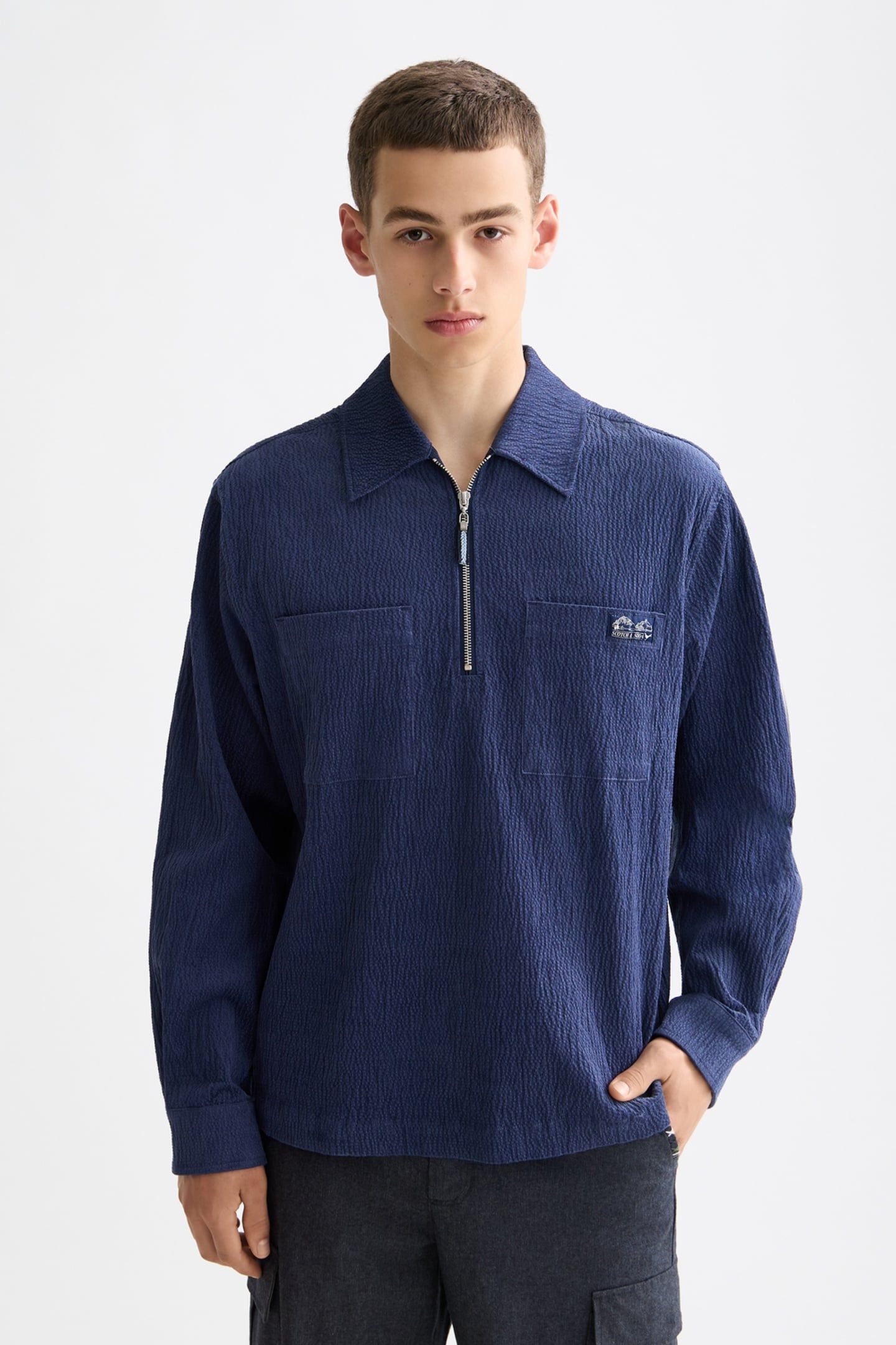 1/4 ZIP CORDUROY SHIRT PEACOAT 1