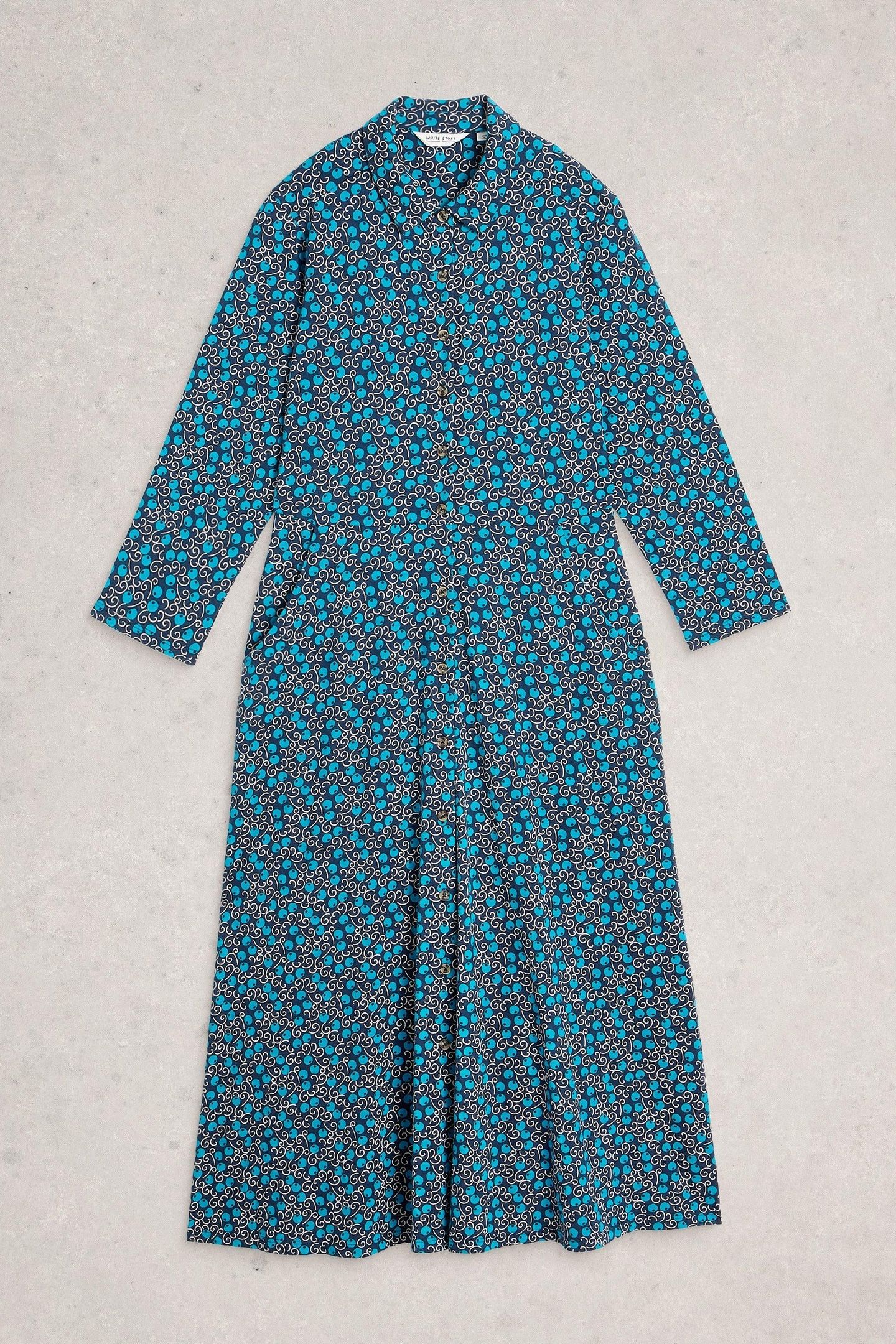 PIA JERSEY SHIRT DRESS NAVY MULTI 1