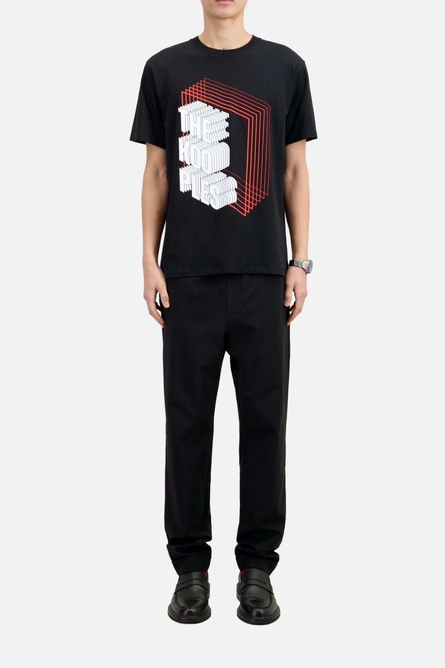 SHORT-SLEEVED T-SHIRT WITH NEON PRINT BY THE KOOPLES BLACK 1