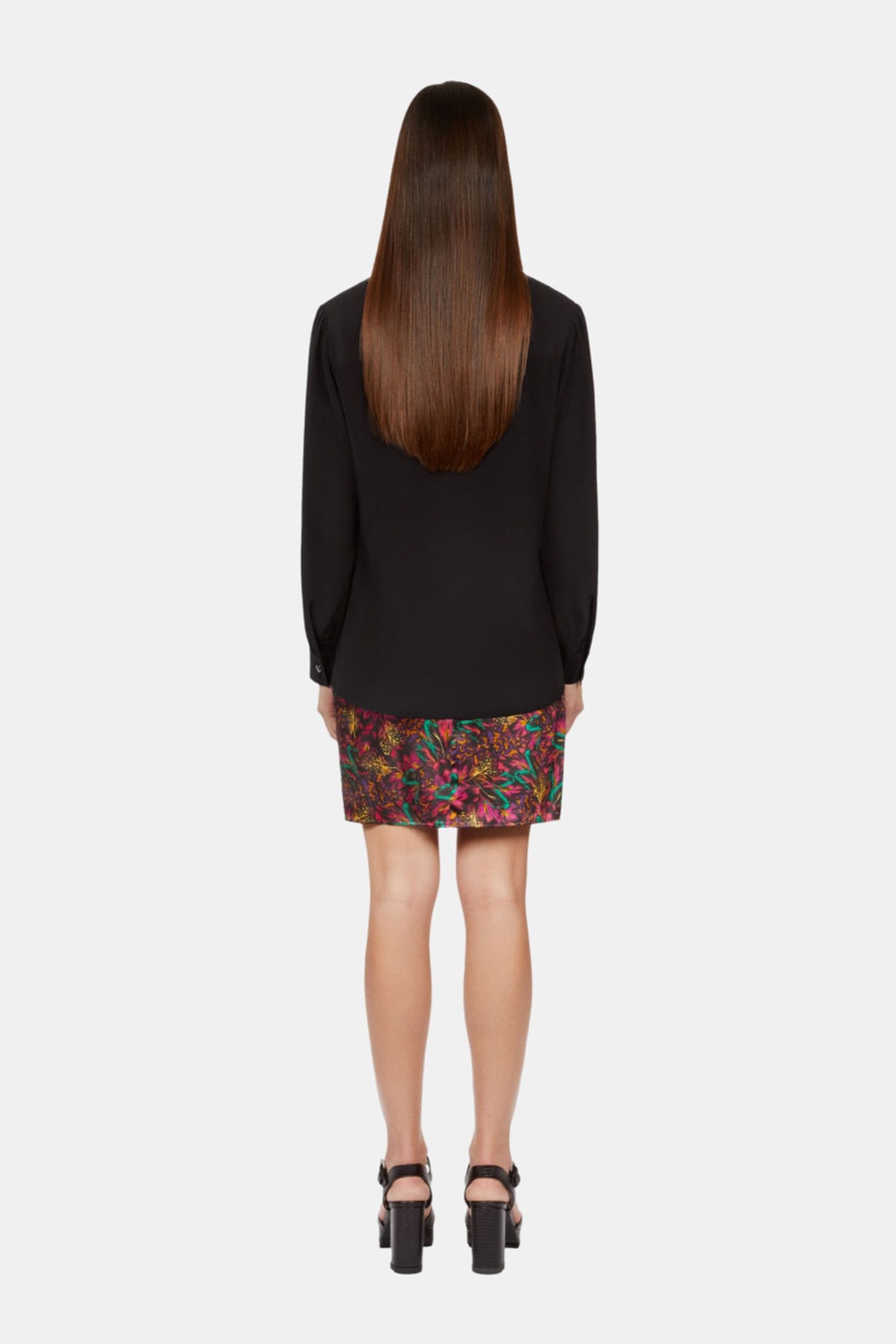 LONG-SLEEVED SHIRT WITH PLEATED DETAIL BLACK 4