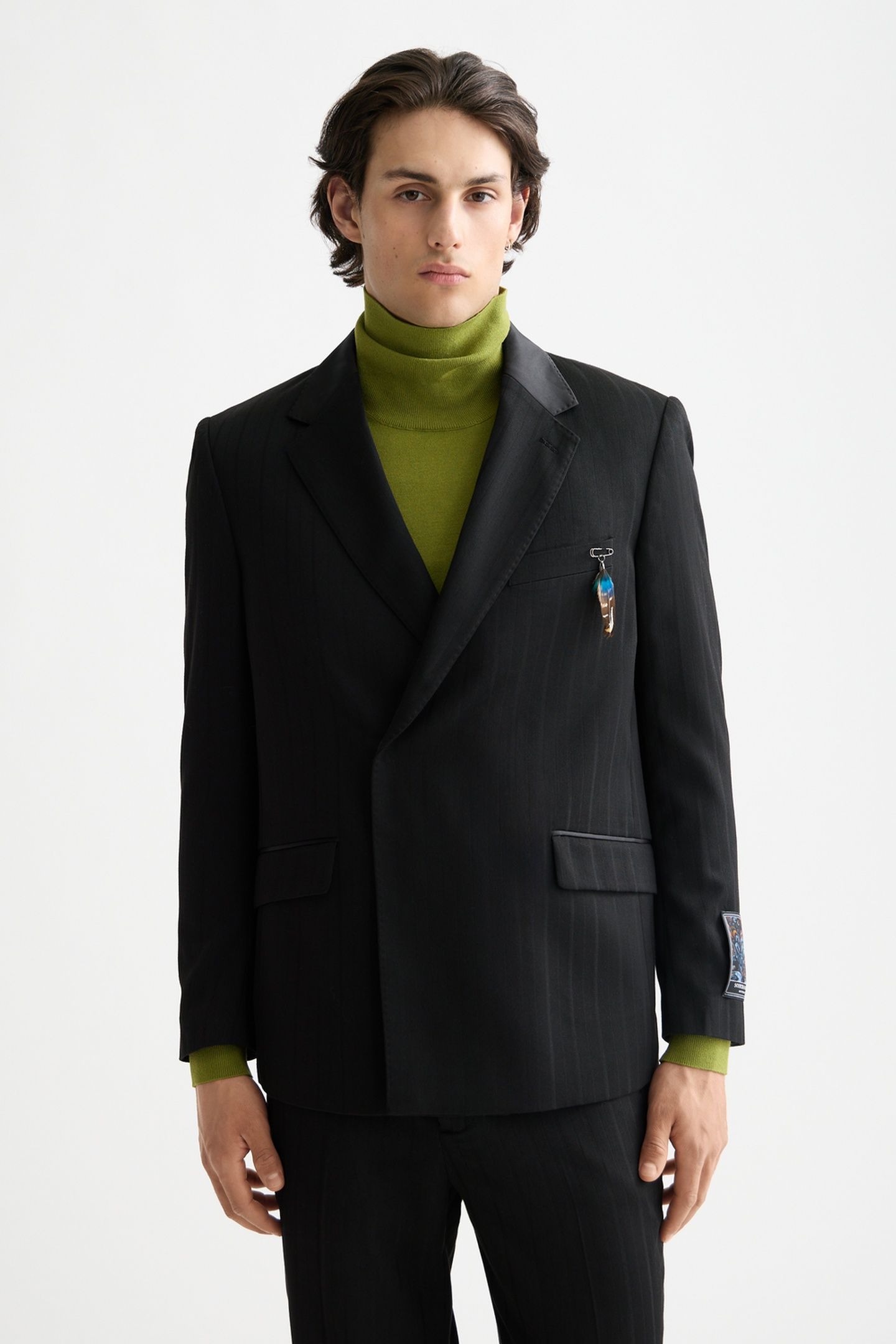 FESTIVE DOUBLE-BREASTED STRUCTURED STRIPE RELAXED FIT BLAZER 2