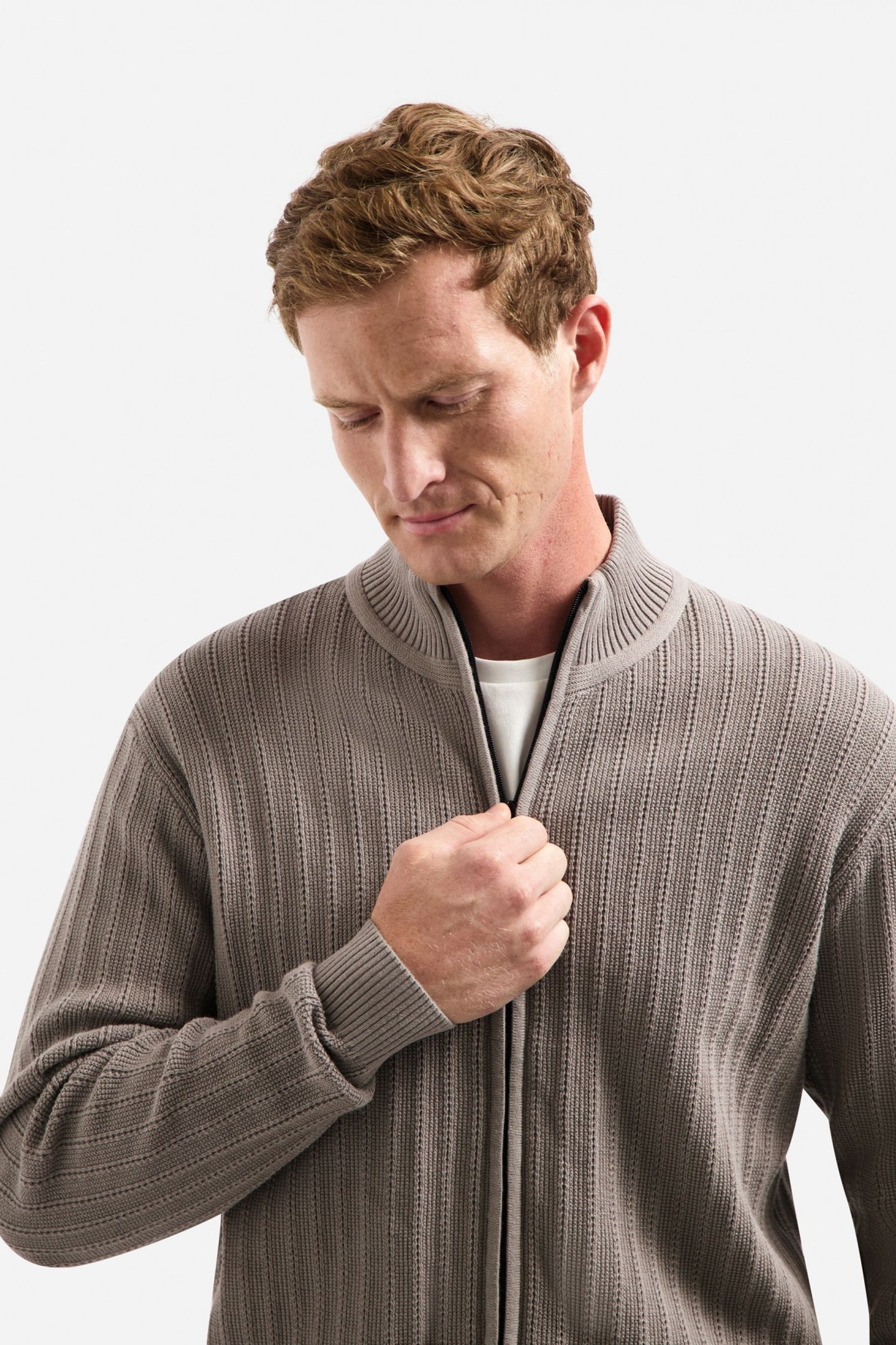CARDIGAN FULL ZIP RELIEF CLAY 7
