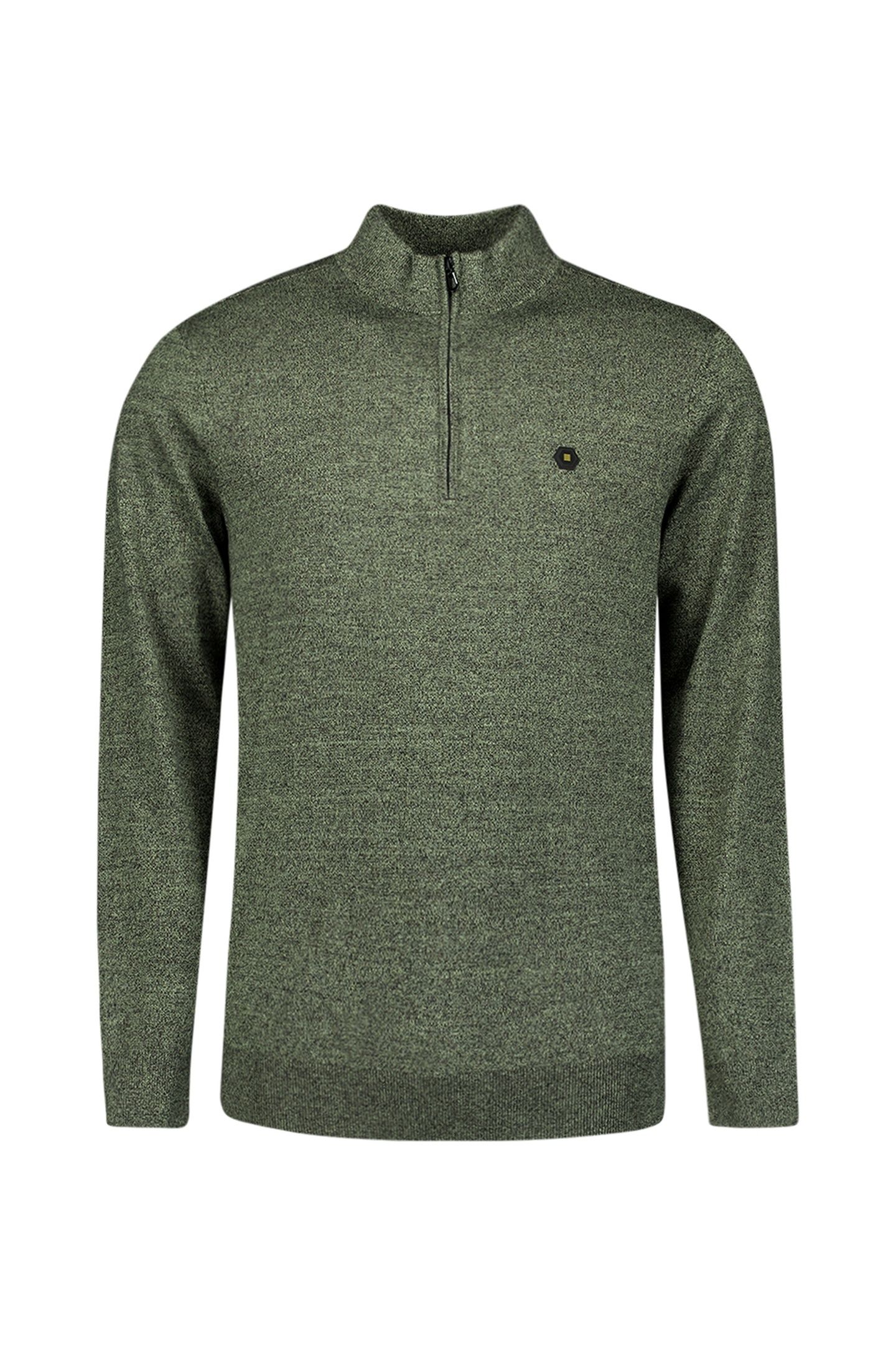 PULLOVER HALF ZIP 2 COLOURED MELANGE LIGHT MOSS 5