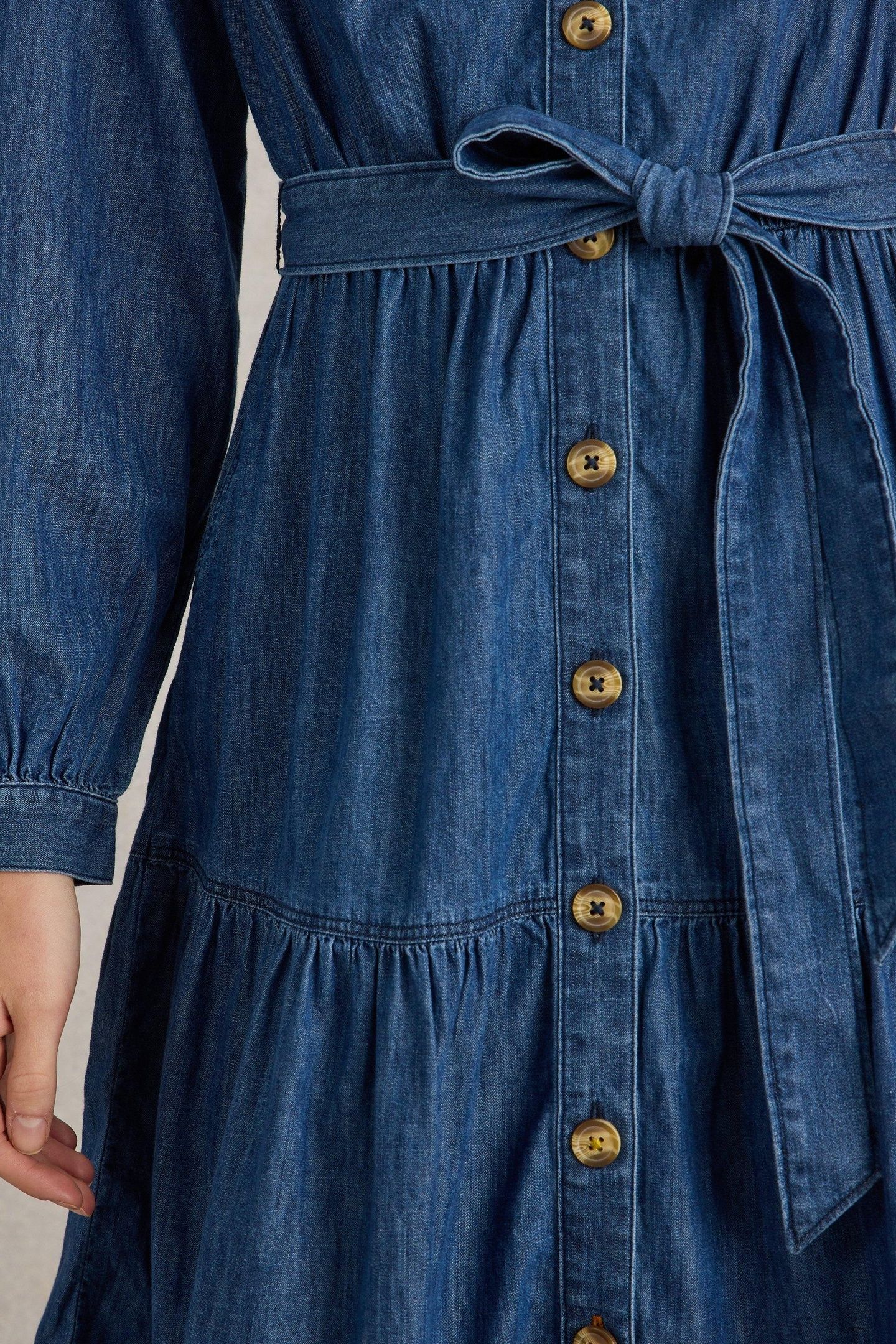 MINA TIERED DENIM DRESS MID DENIM 5