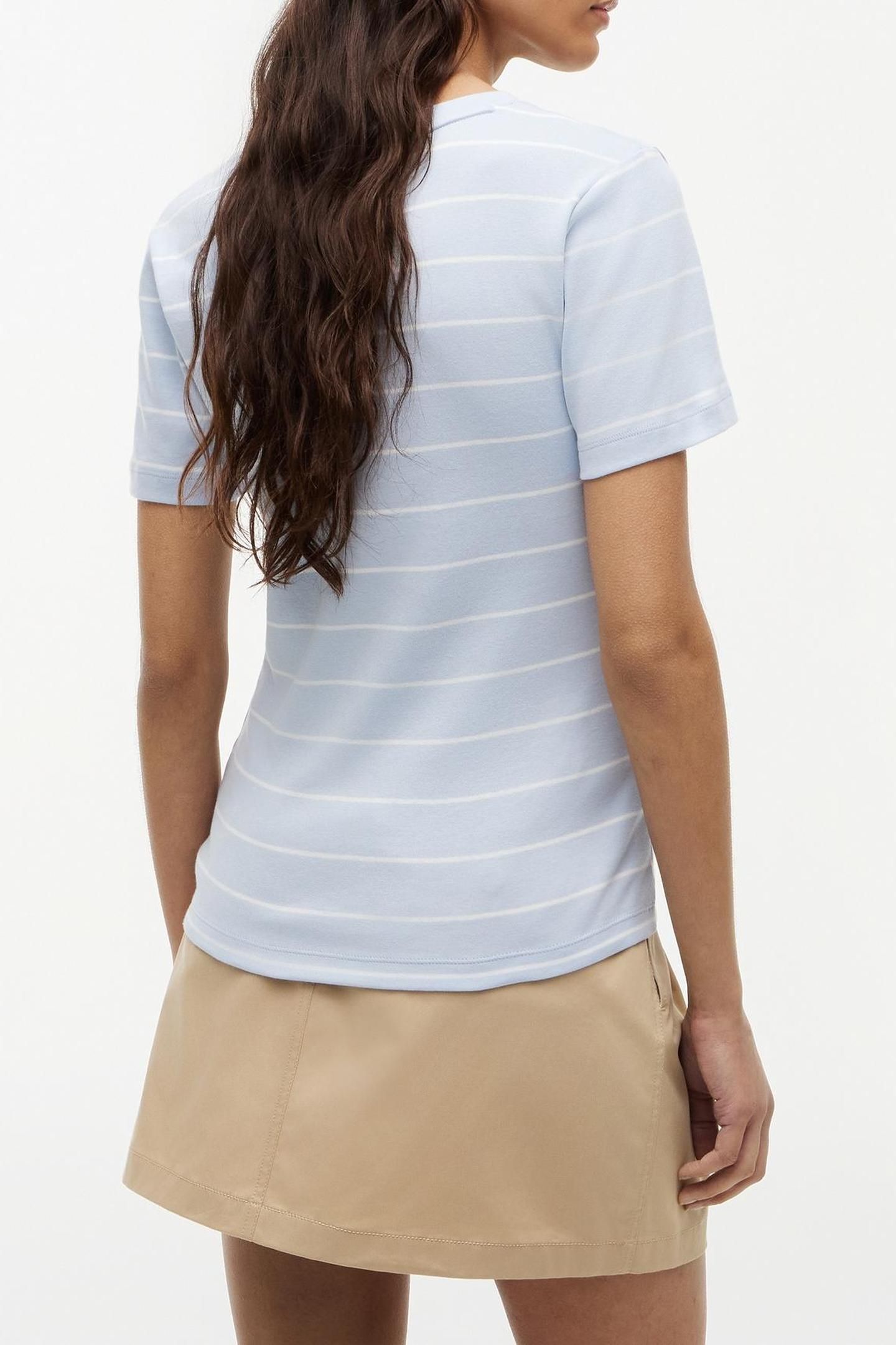 SLIM CODY V-NECK SS FINE BREEZY BLUE/ECRU 2