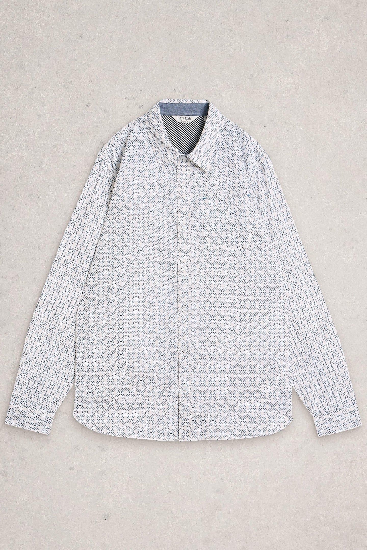 DIAMOND SQUIGGLE PRINTED SHIRT WHITE PRINT 1