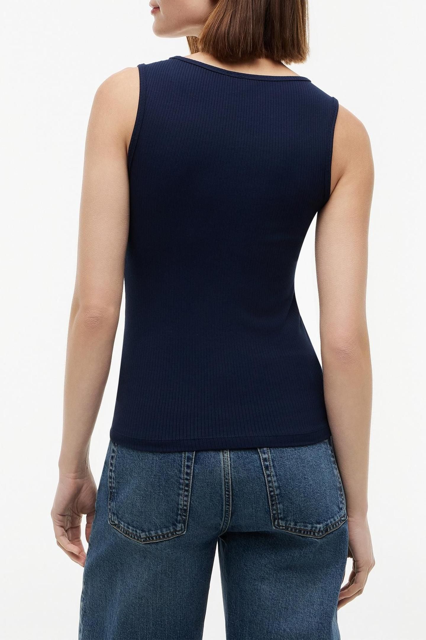 GOLD BUTTON U-NECK TANK TOP DARK NIGHT NAVY 2