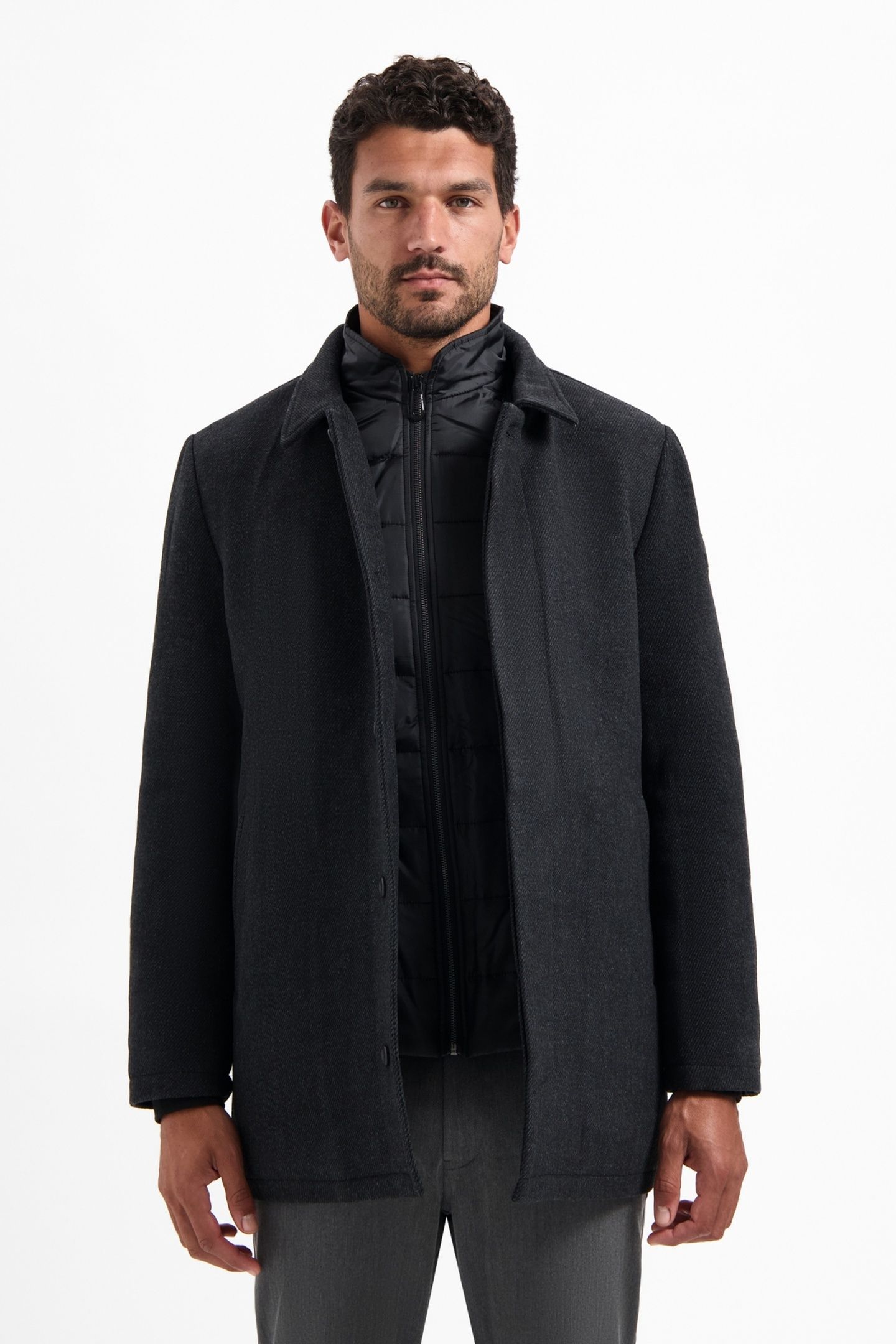 JACKET MID LONG FIT DETACHABLE FRONT WITH WOOL ANTRA MELANGE 2