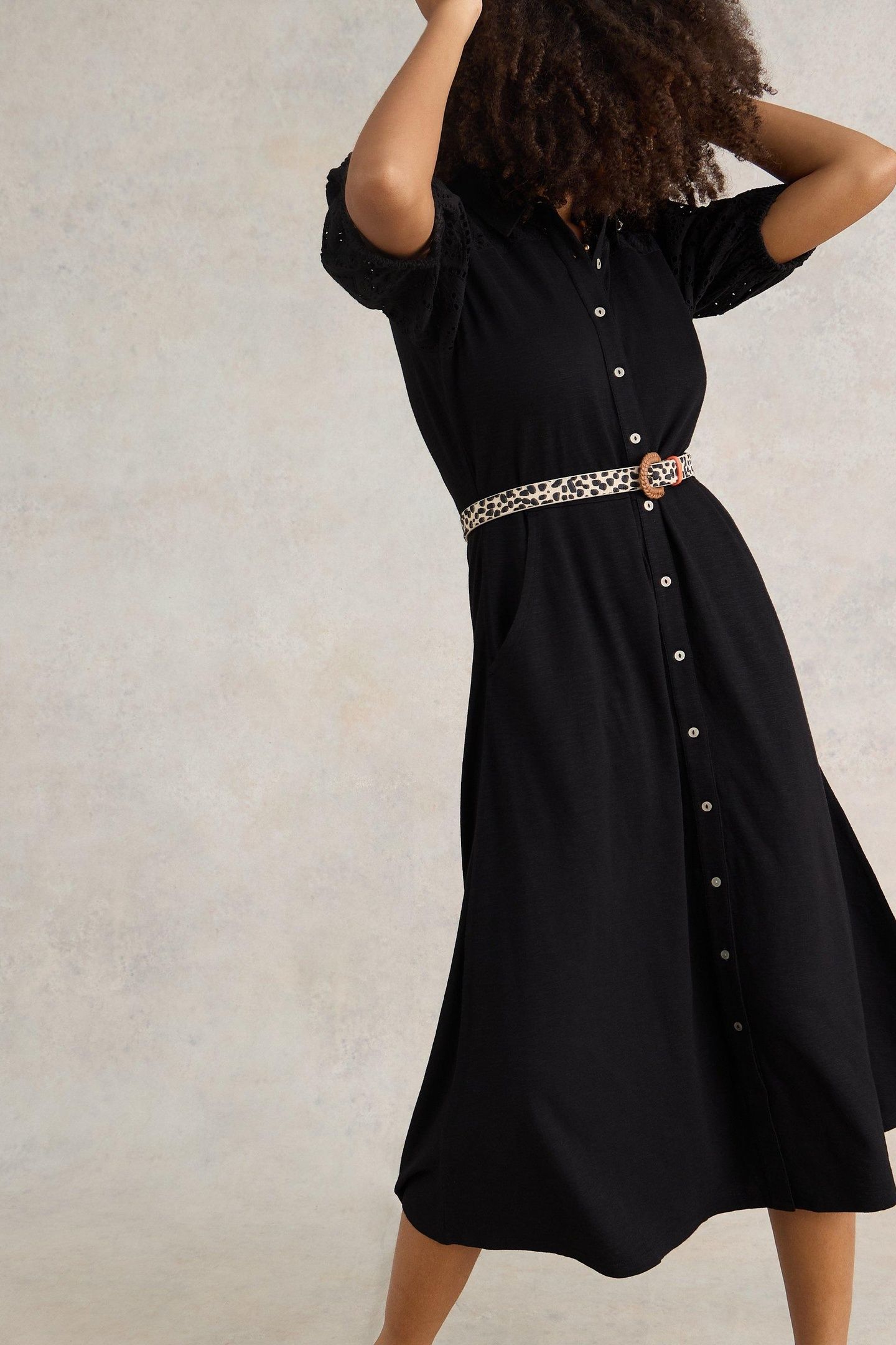 RUA BRODERIE SHIRT DRESS PURE BLACK 9