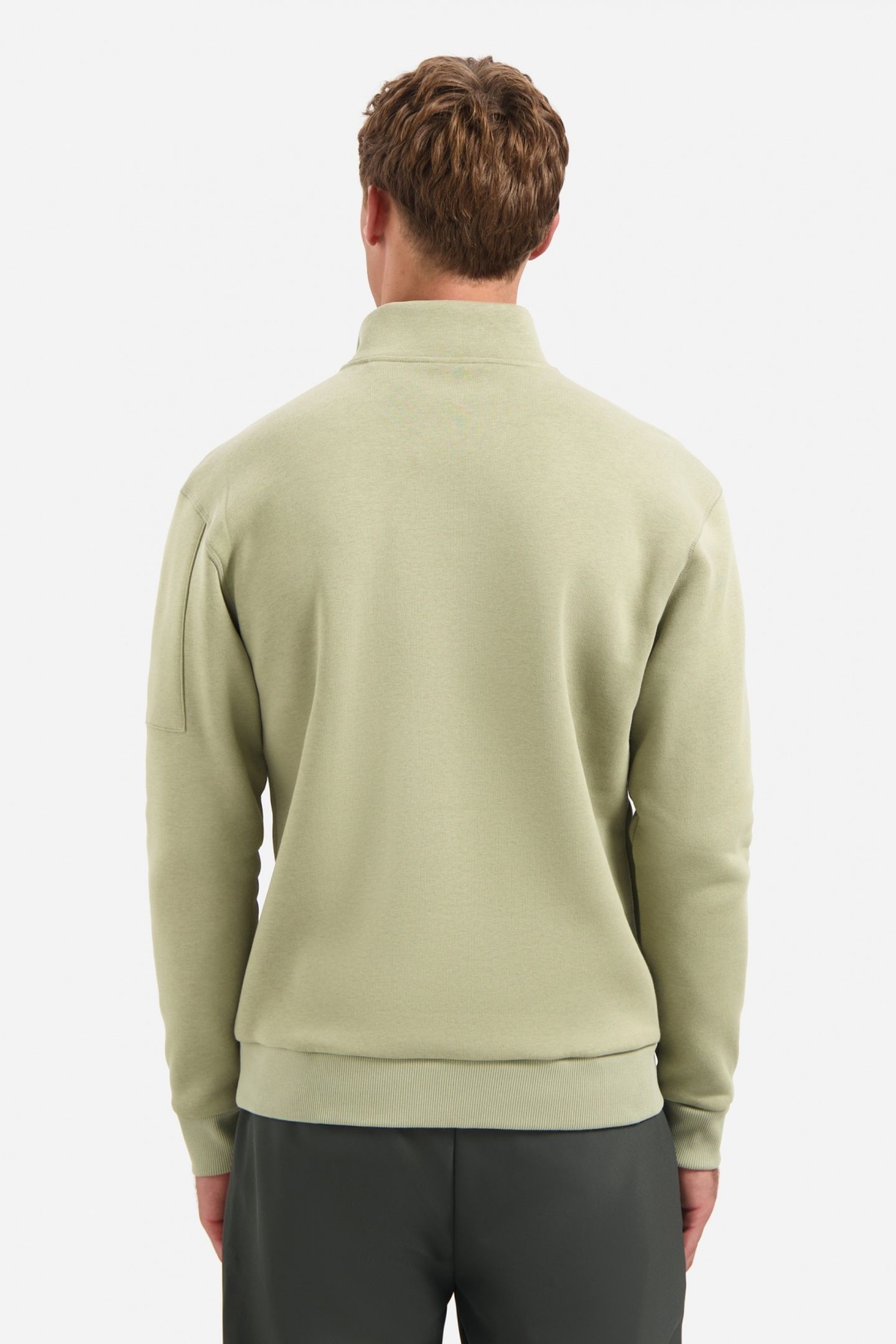 SWEATER HALF ZIP BRUSHED LIGHT MOSS 3