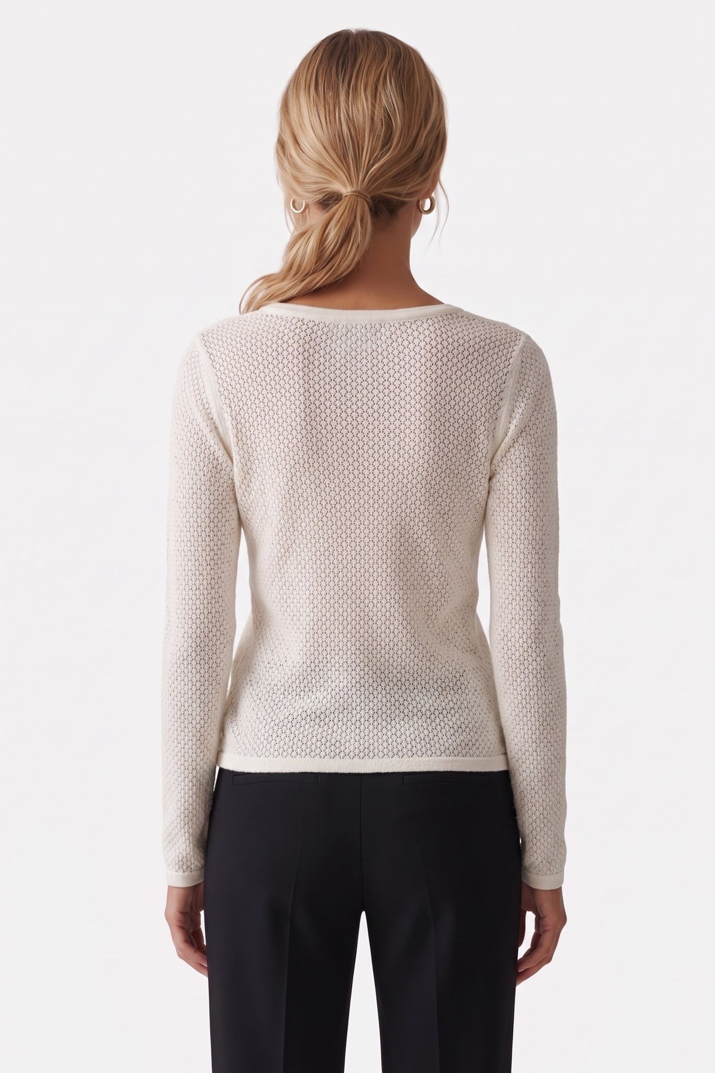 BOUCLE POINTELLE LONG SLEEVE TOP TOFU 2