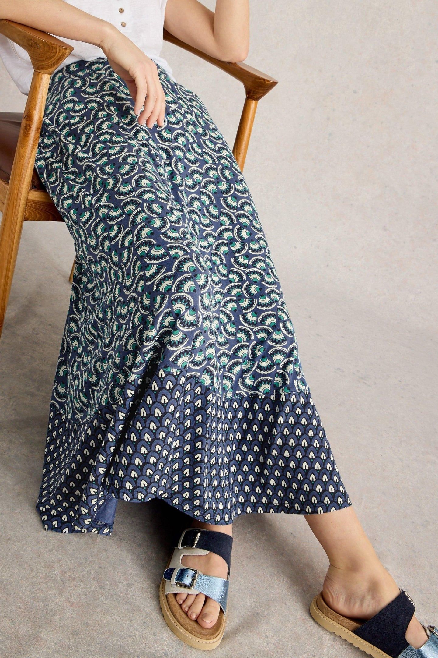 JADA JERSEY MAXI SKIRT NAVY MULTI 7