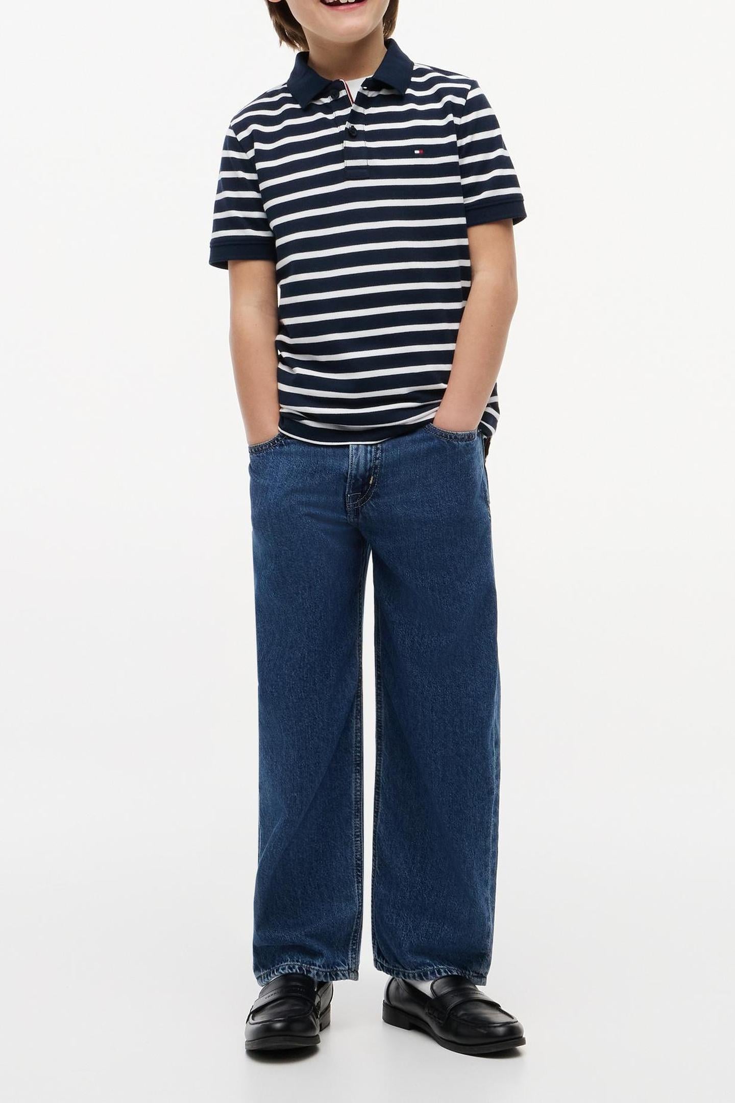 BOYS FLAG POLO SS NAVY STRIPE 1