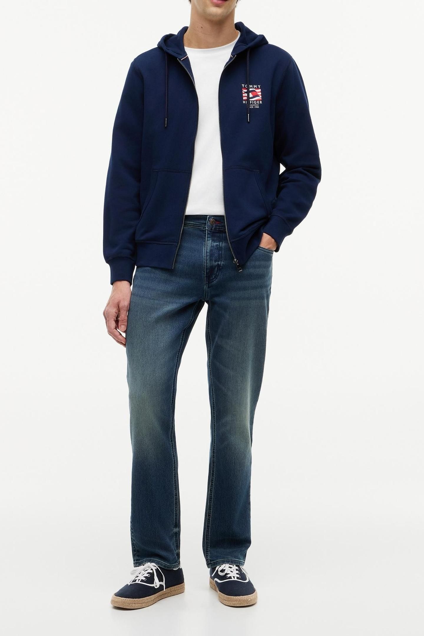 FLAG EMBROIDERY FRENCH TERRY ZIP-THRU HOODY CARBON NAVY 3