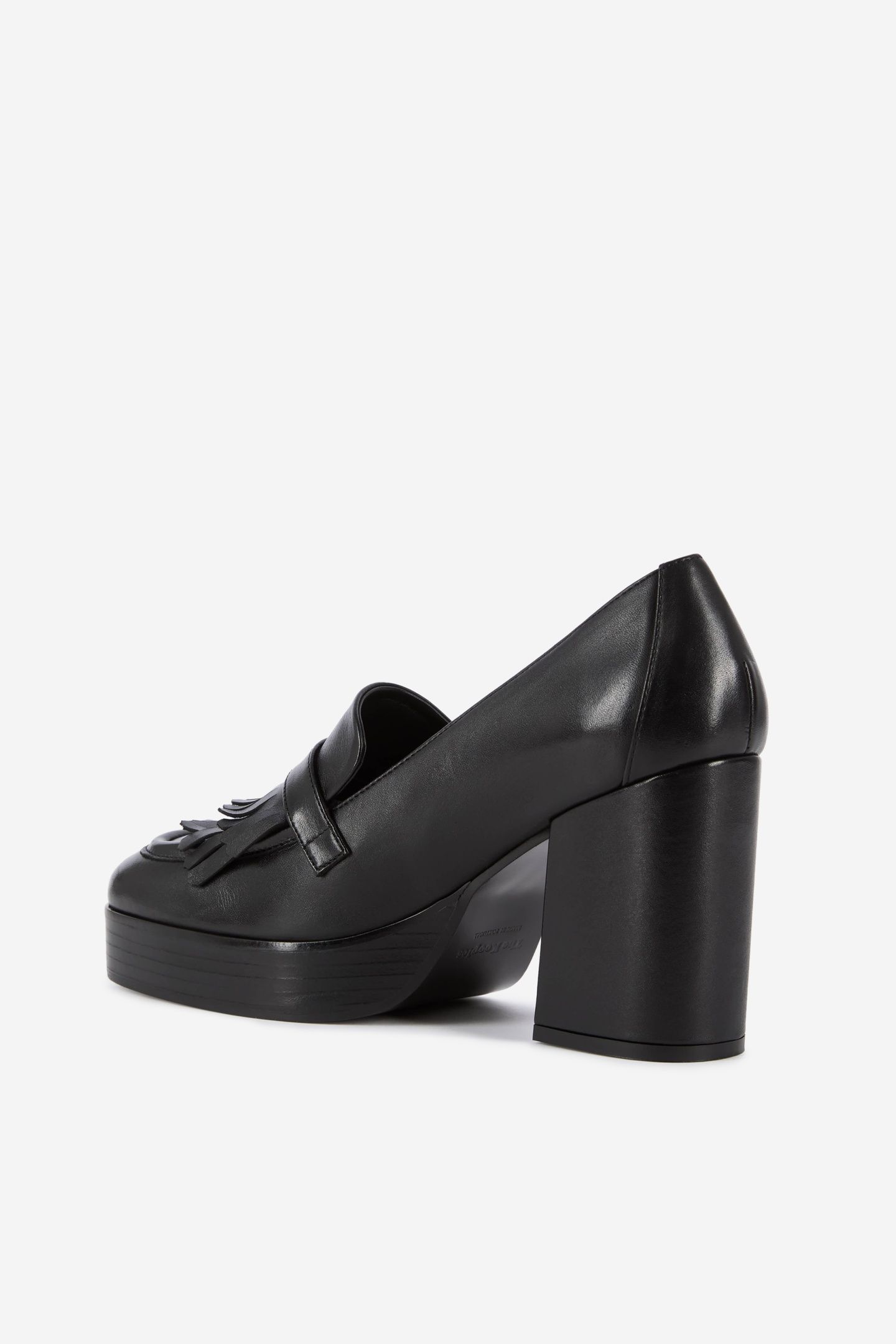 HIGH HEELED LEATHER MOCASSINES BLACK 2