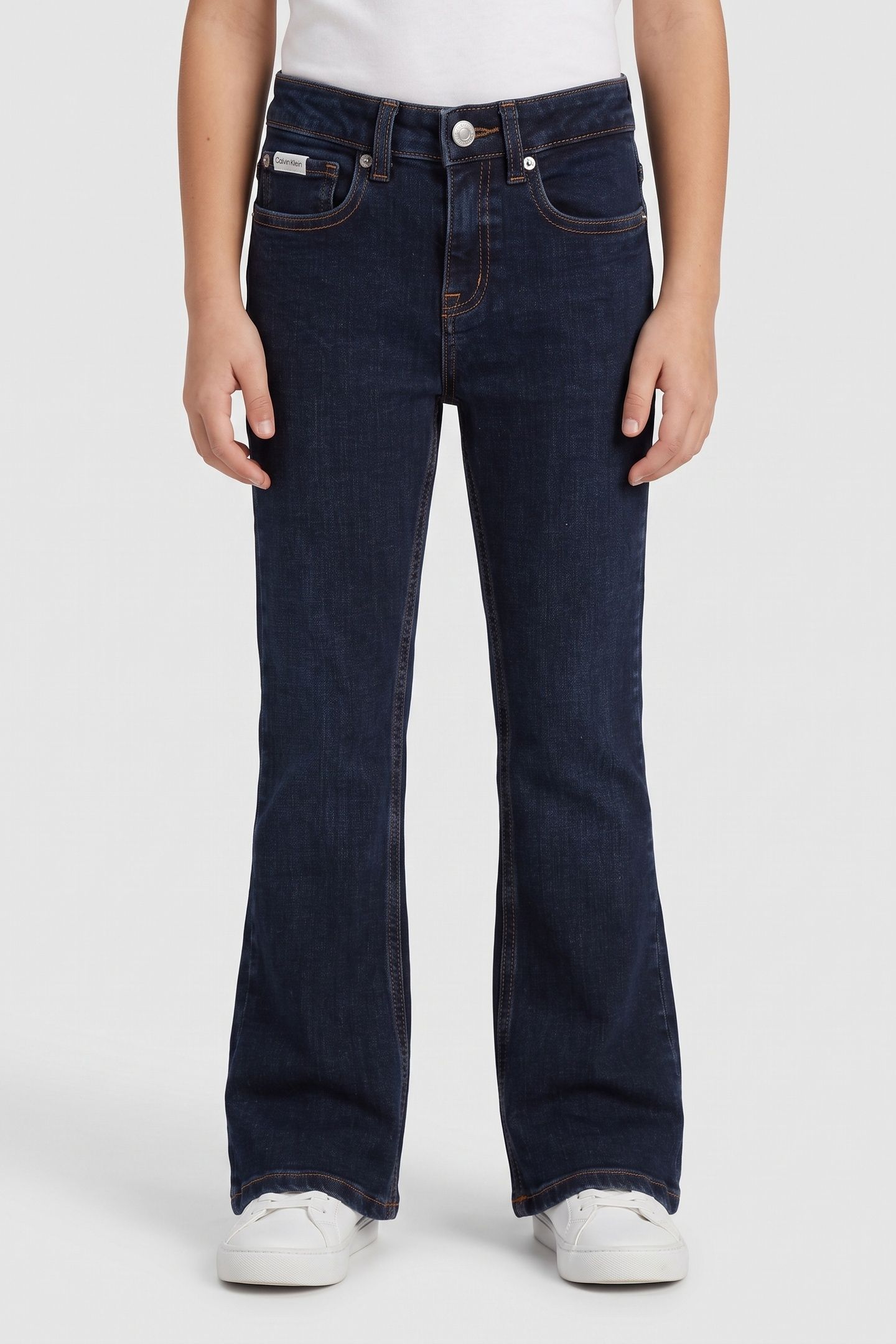 GIRLS FLARE ESSENTIAL BLUE WASH JEAN BLACK BLUE STONE WASH 1