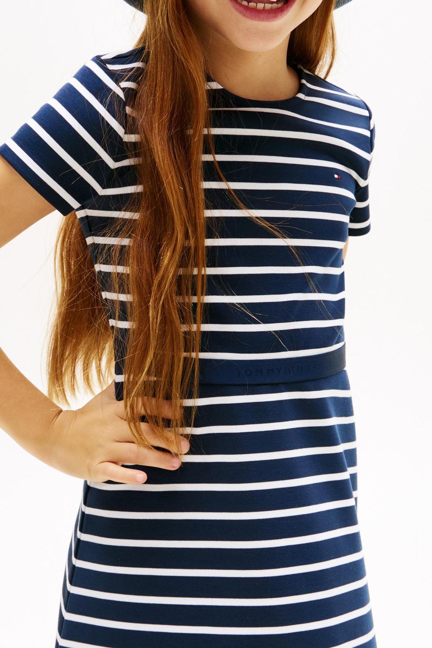 GIRLS ESSENTIAL PUNTO SKATER DRESS DARK NIGHT NAVY STRIPES 3