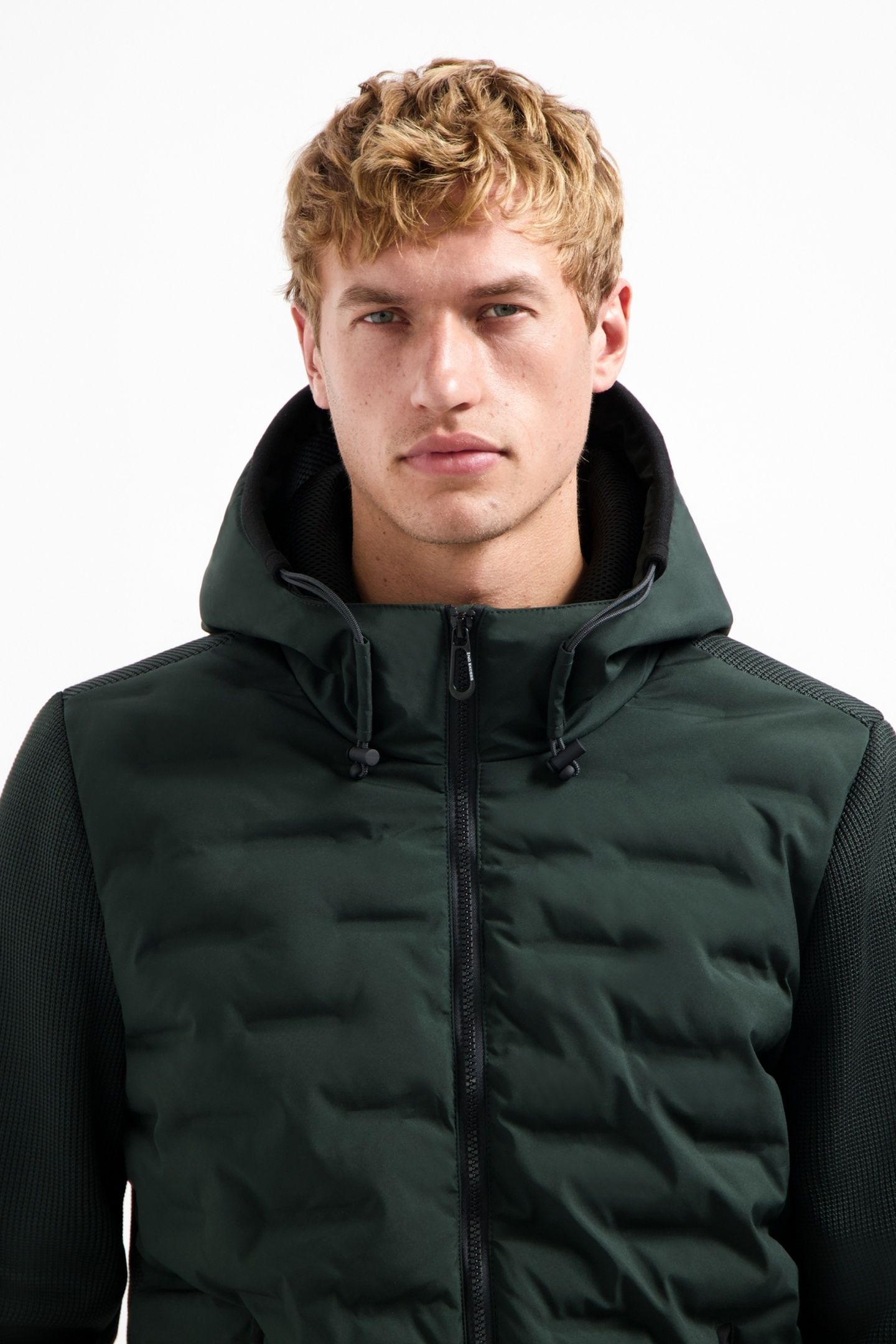 JACKET SHORT FIT SEALED HOODED KNITTED MIX DARK STEEL 2