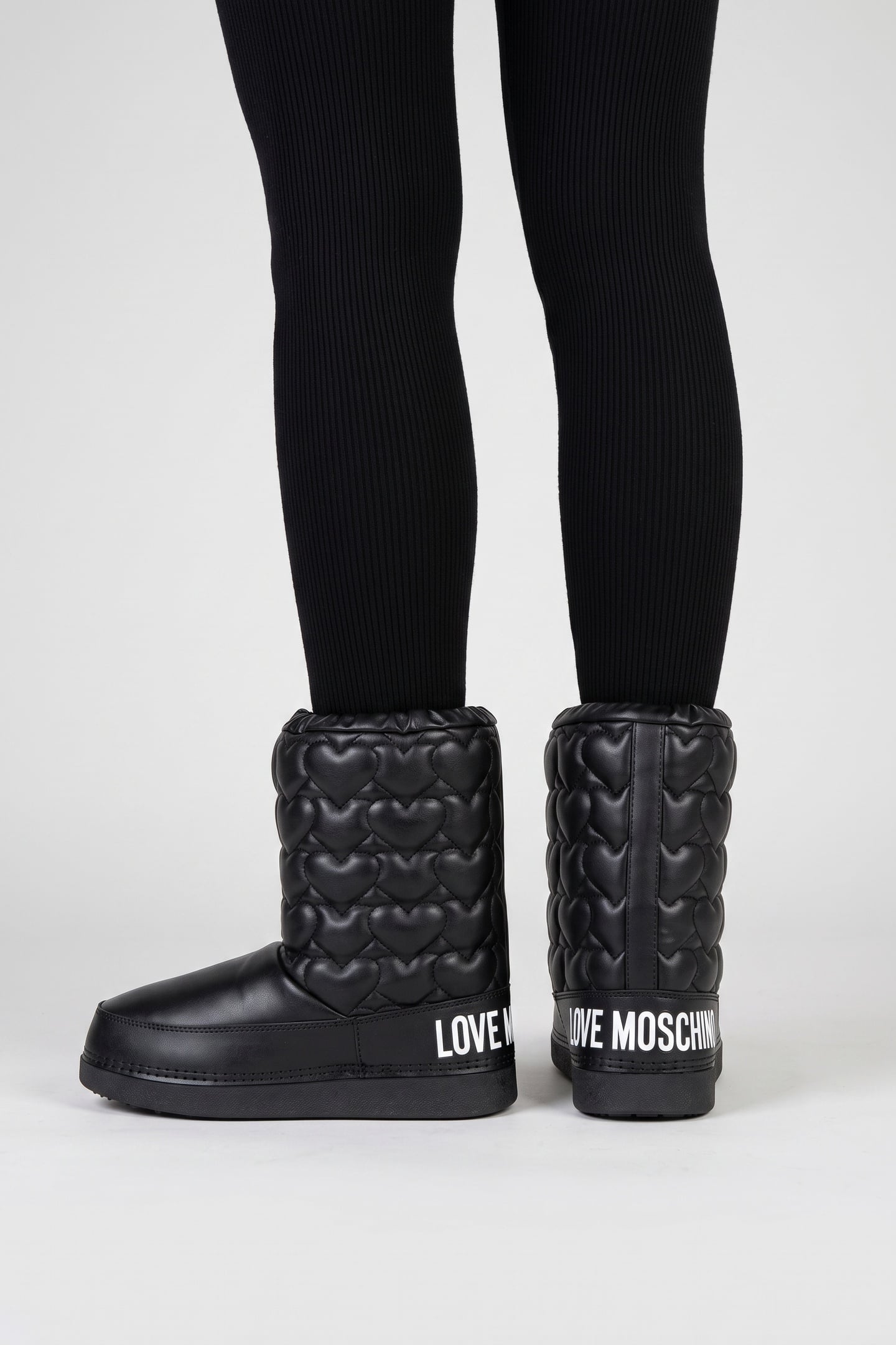 HEART QUILTED SNOW BOOTIES BLACK 3