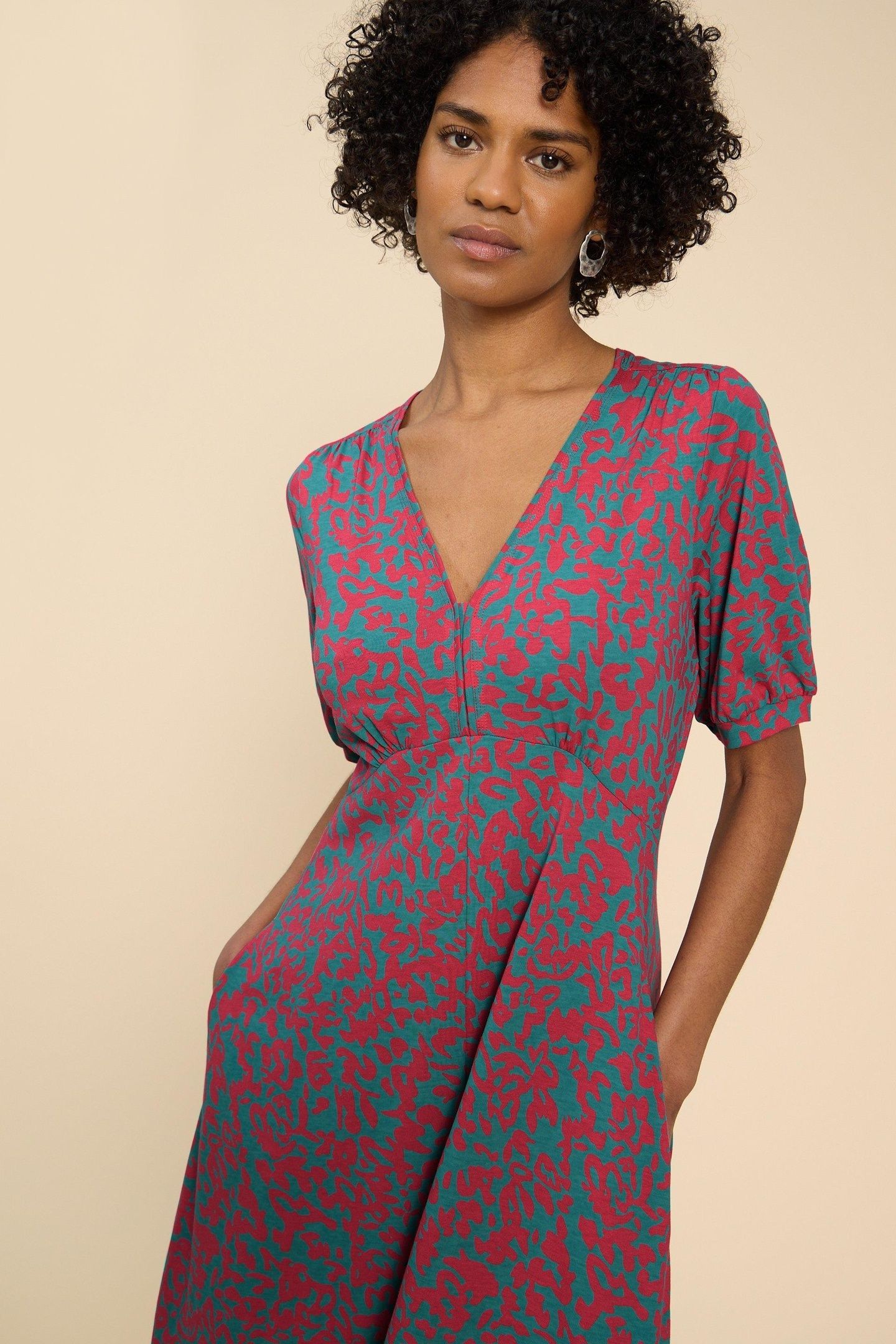 MEGAN JERSEY DRESS PINK PRINT 2