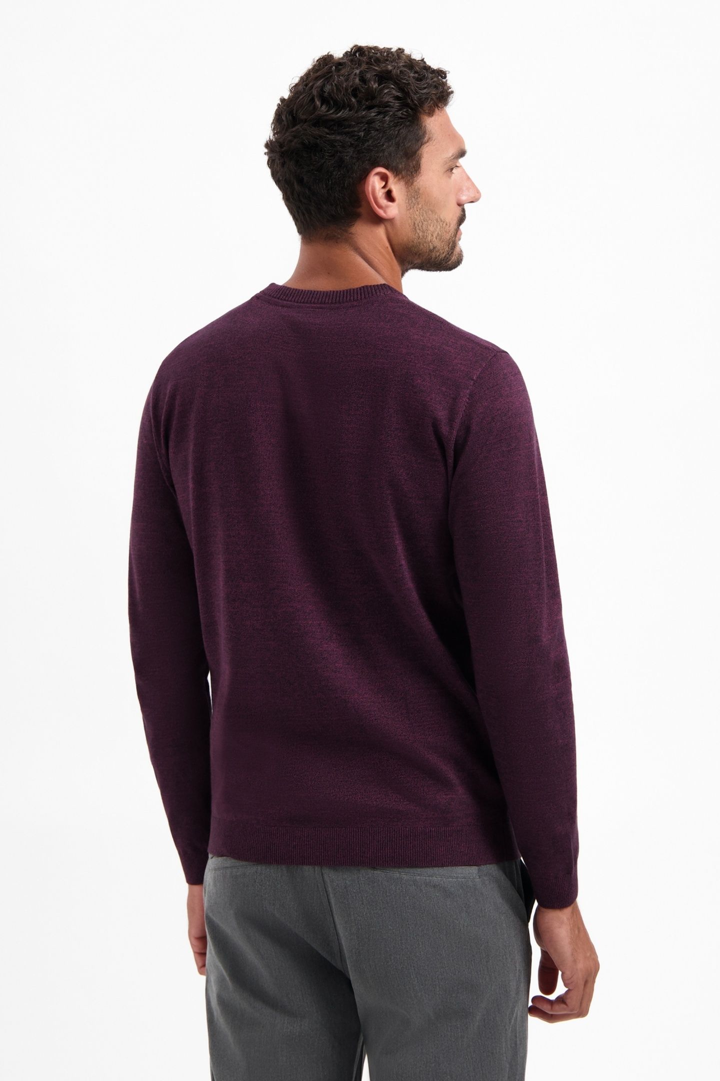 PULLOVER CREWNECK 2 COLOURED MELANGE DARK WINE 4