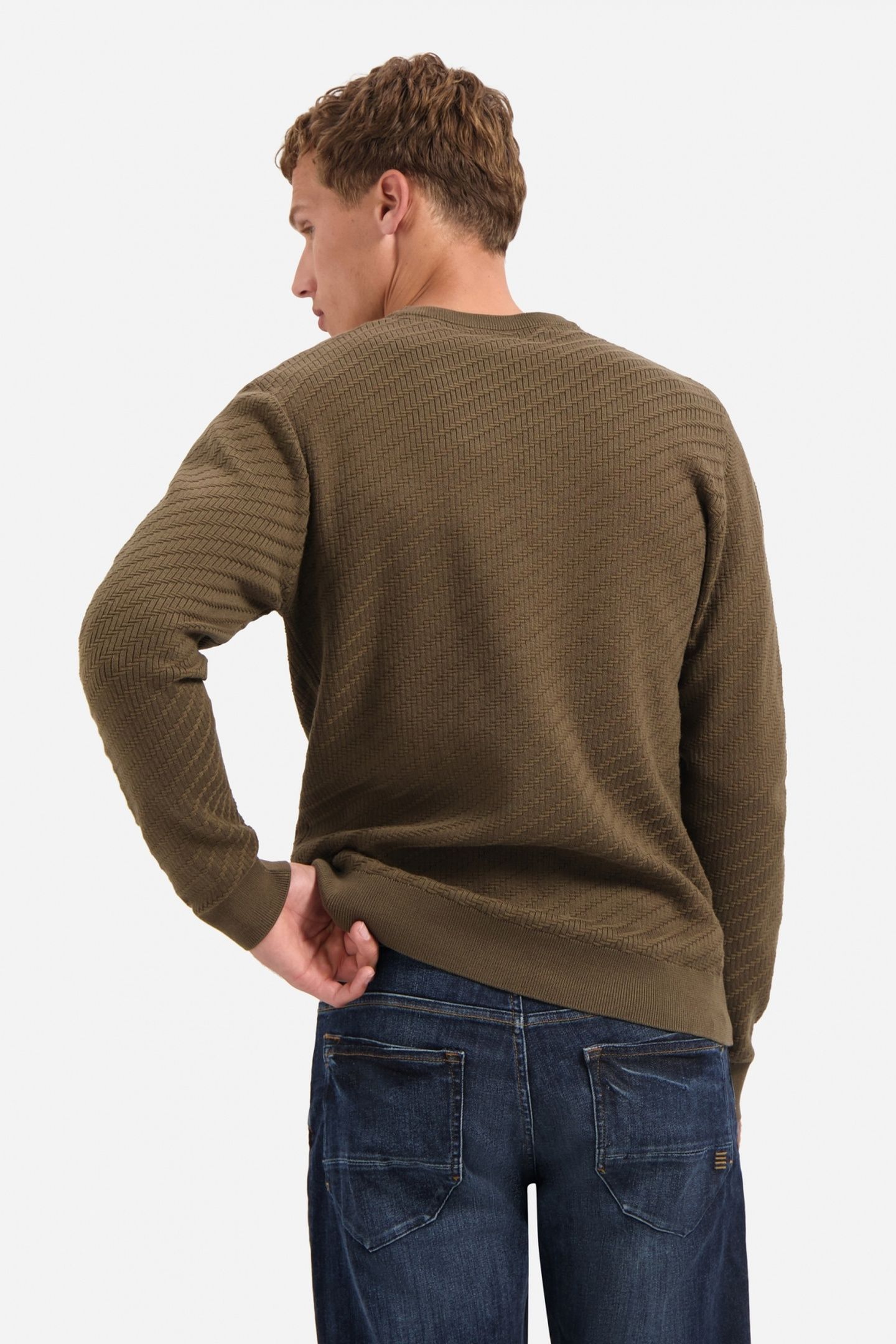 PULLOVER CREWNECK JACQUARD SOLID TAUPE 4