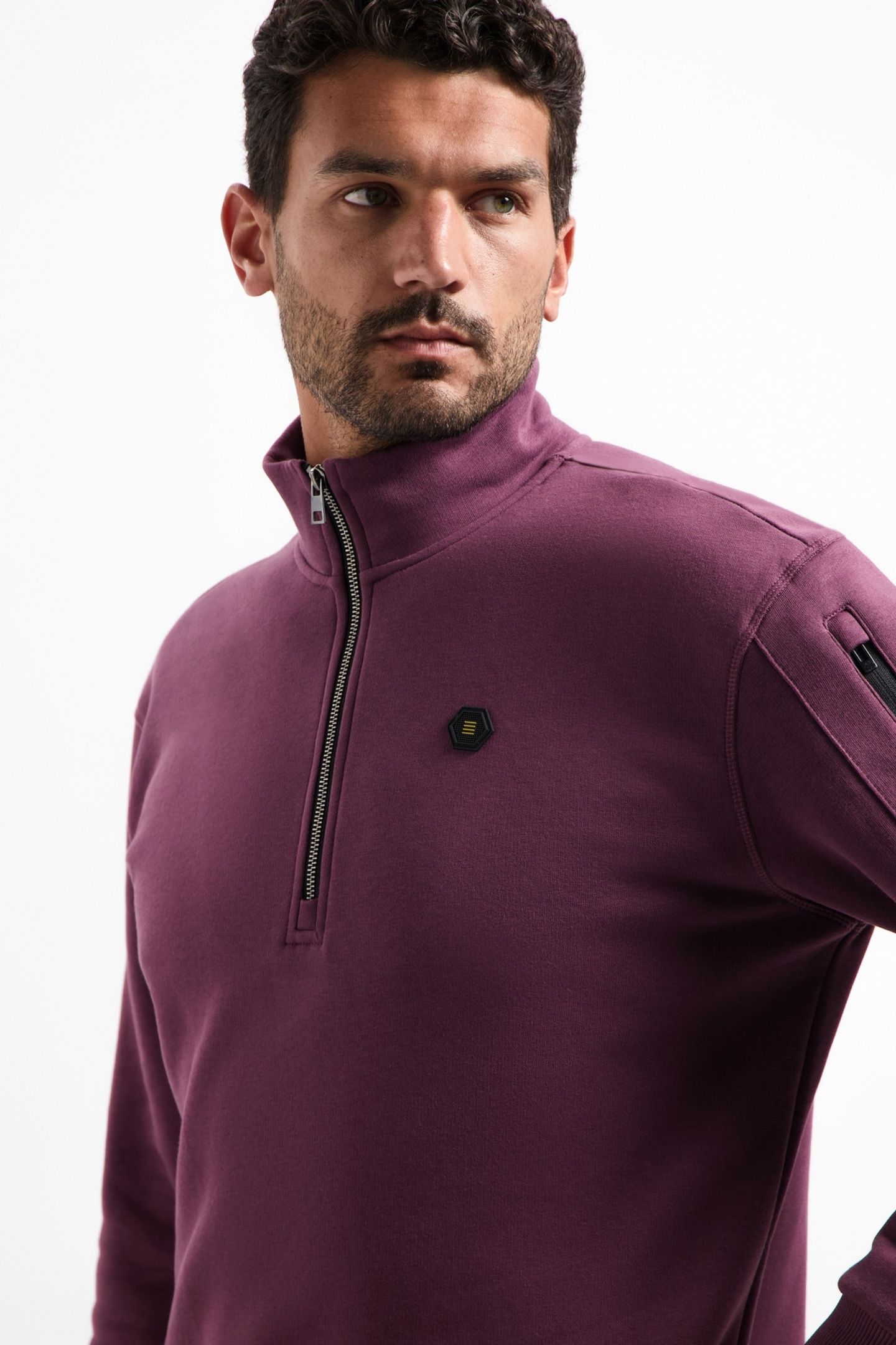 SWEATER HALF ZIP BRUSHED DARK WINE 6