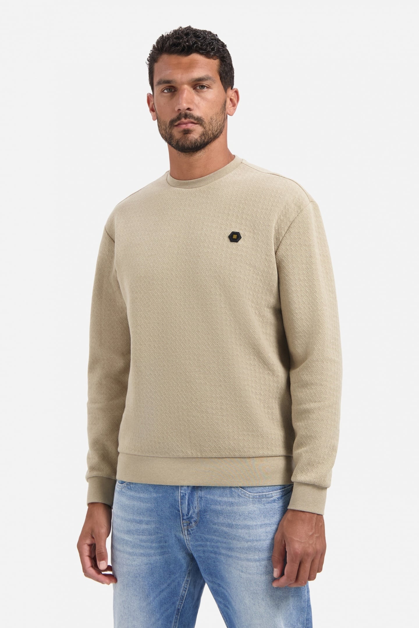 SWEATER CREWNECK RELIEF MELANGE SAND 1
