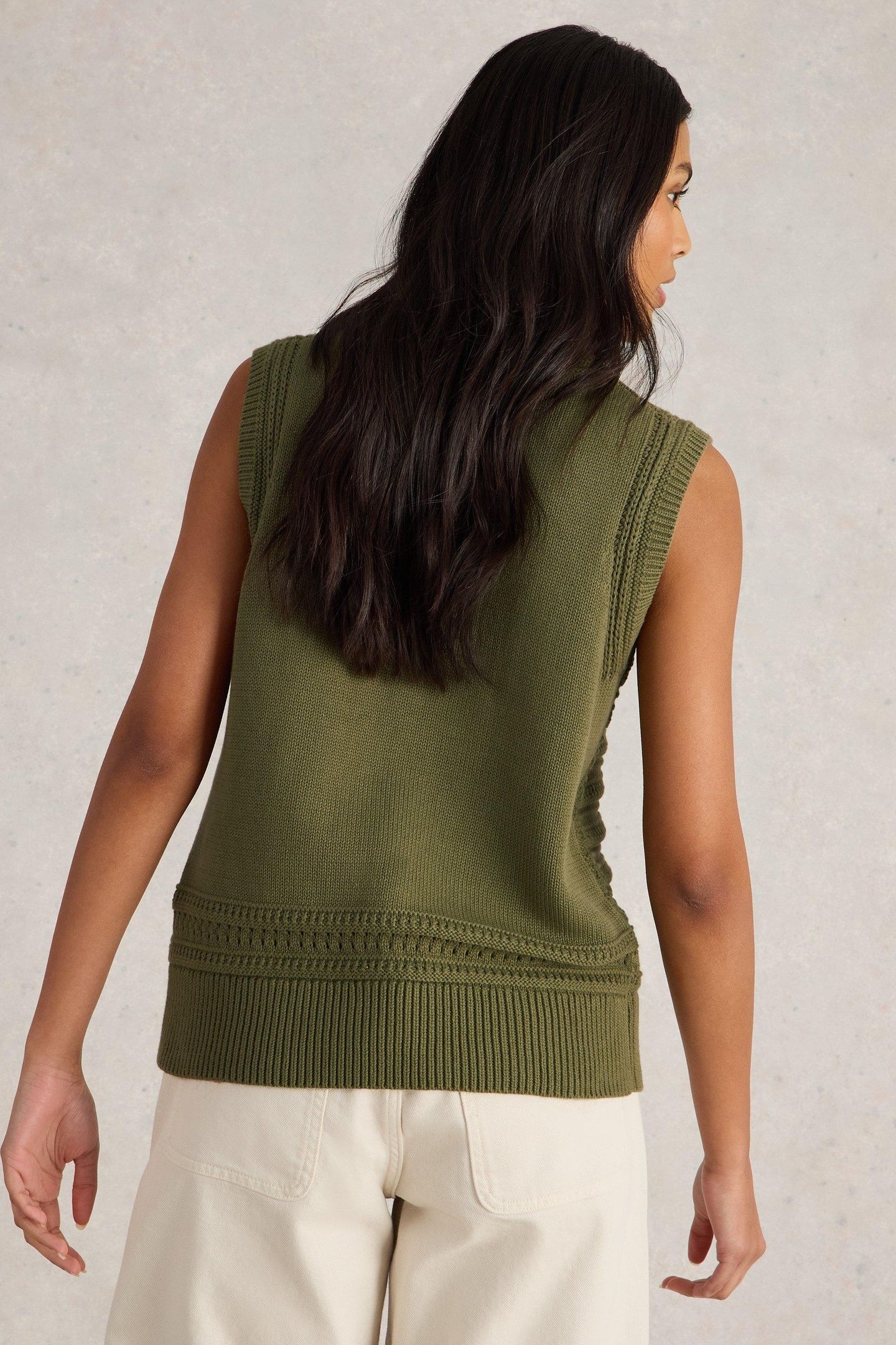 STITCHY COTTON TANK KHAKI GREEN 3