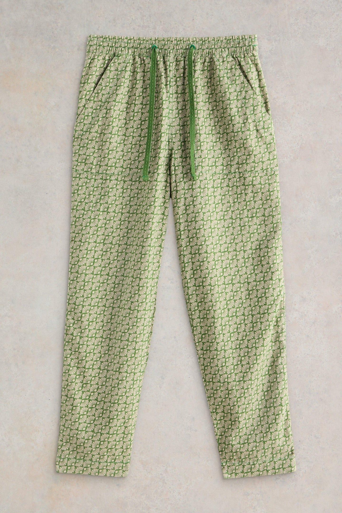 ELLE LINEN BLEND TROUSER GREEN PRINT 4