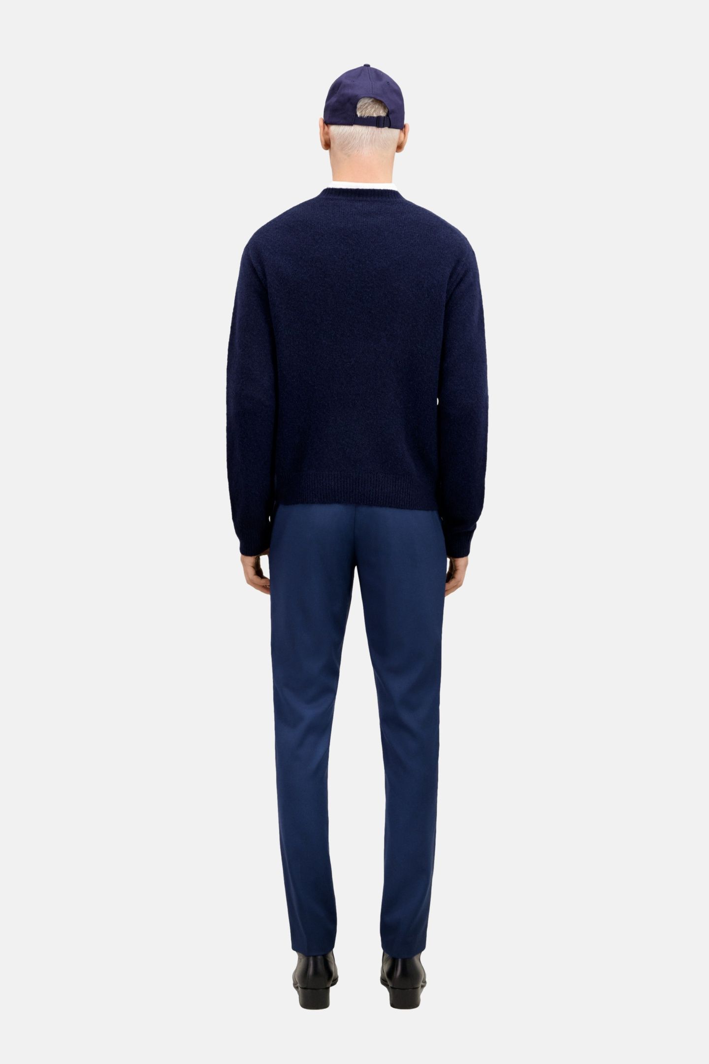 ROUND NECK SWEATER WITH CANETILLE PATCH NAVY 4