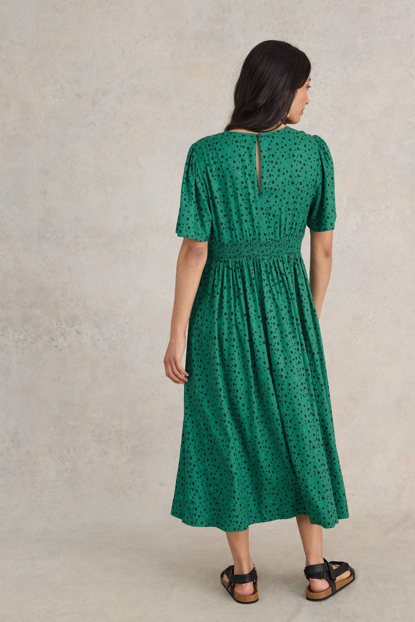LUCY MIDI DRESS GREEN MULTI 2