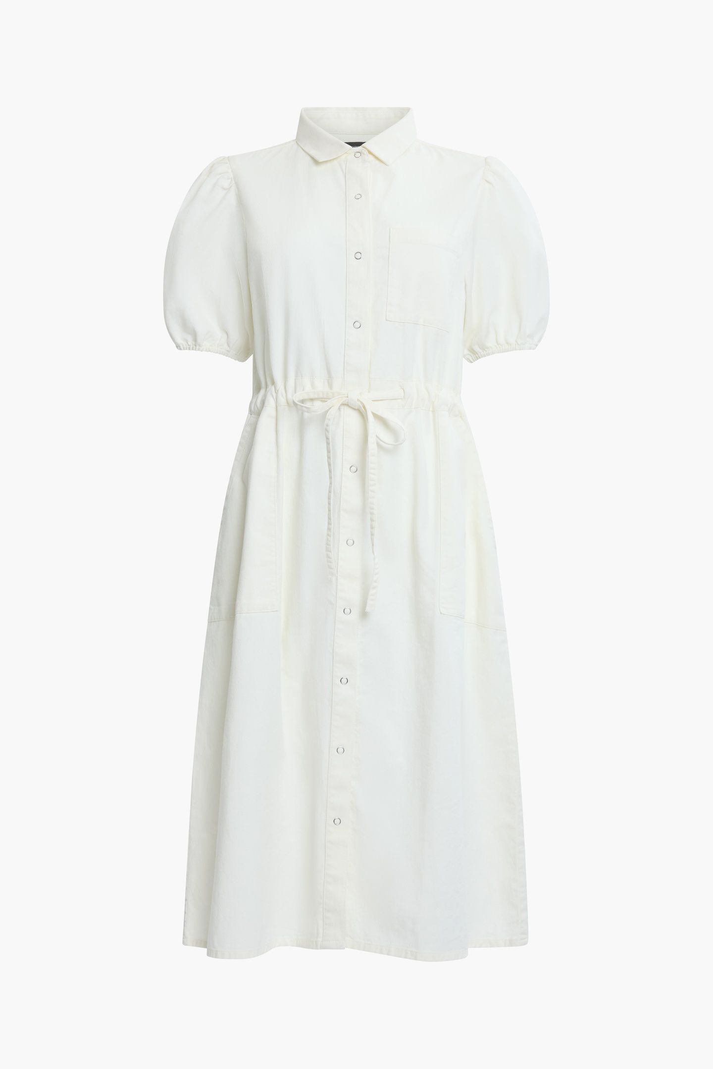CHAMBRAY BUTTON TIE DRESS M ECRU 4
