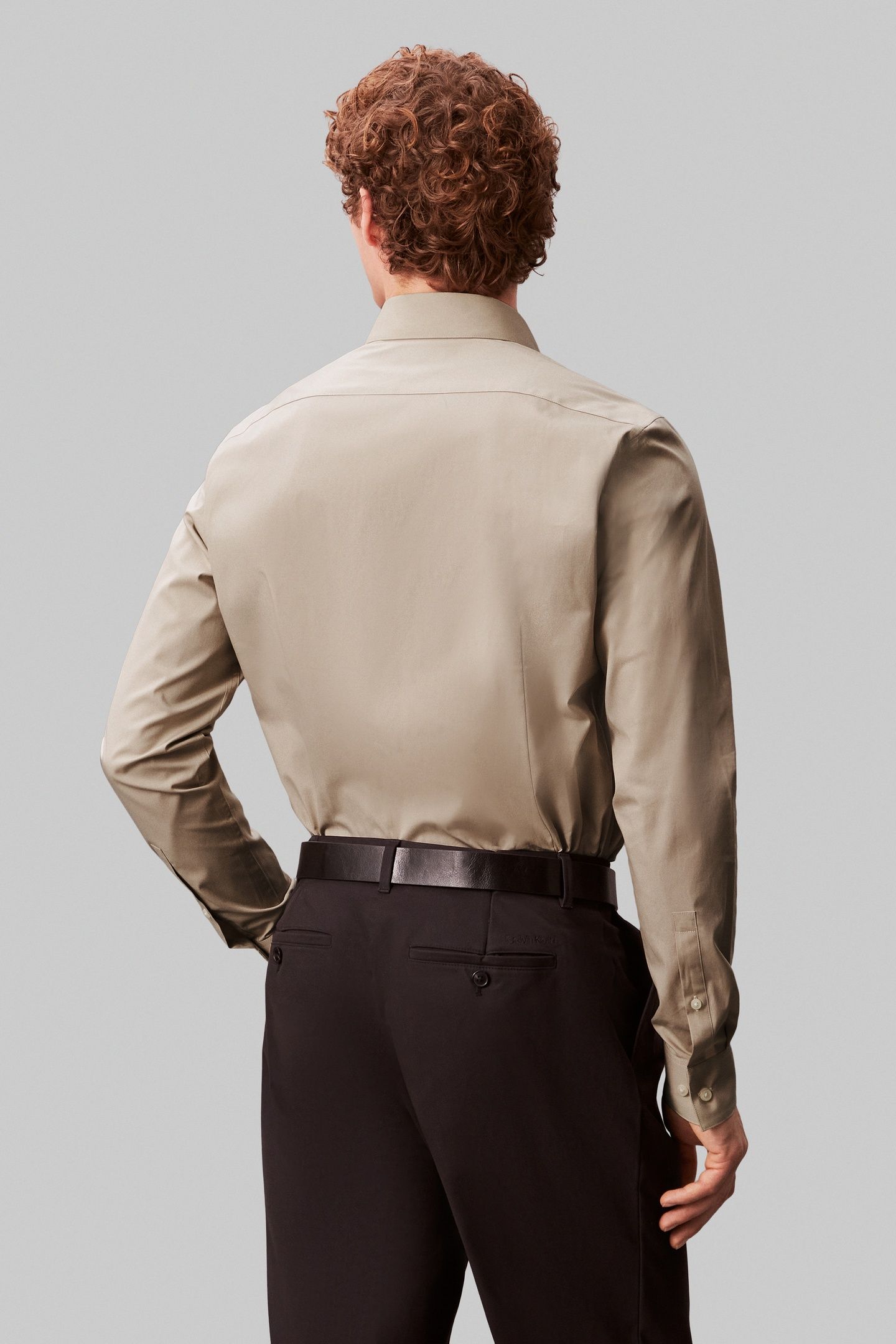 SLIM STRIPED LINEN BLEND SHIRT TAUPE MULTI 3
