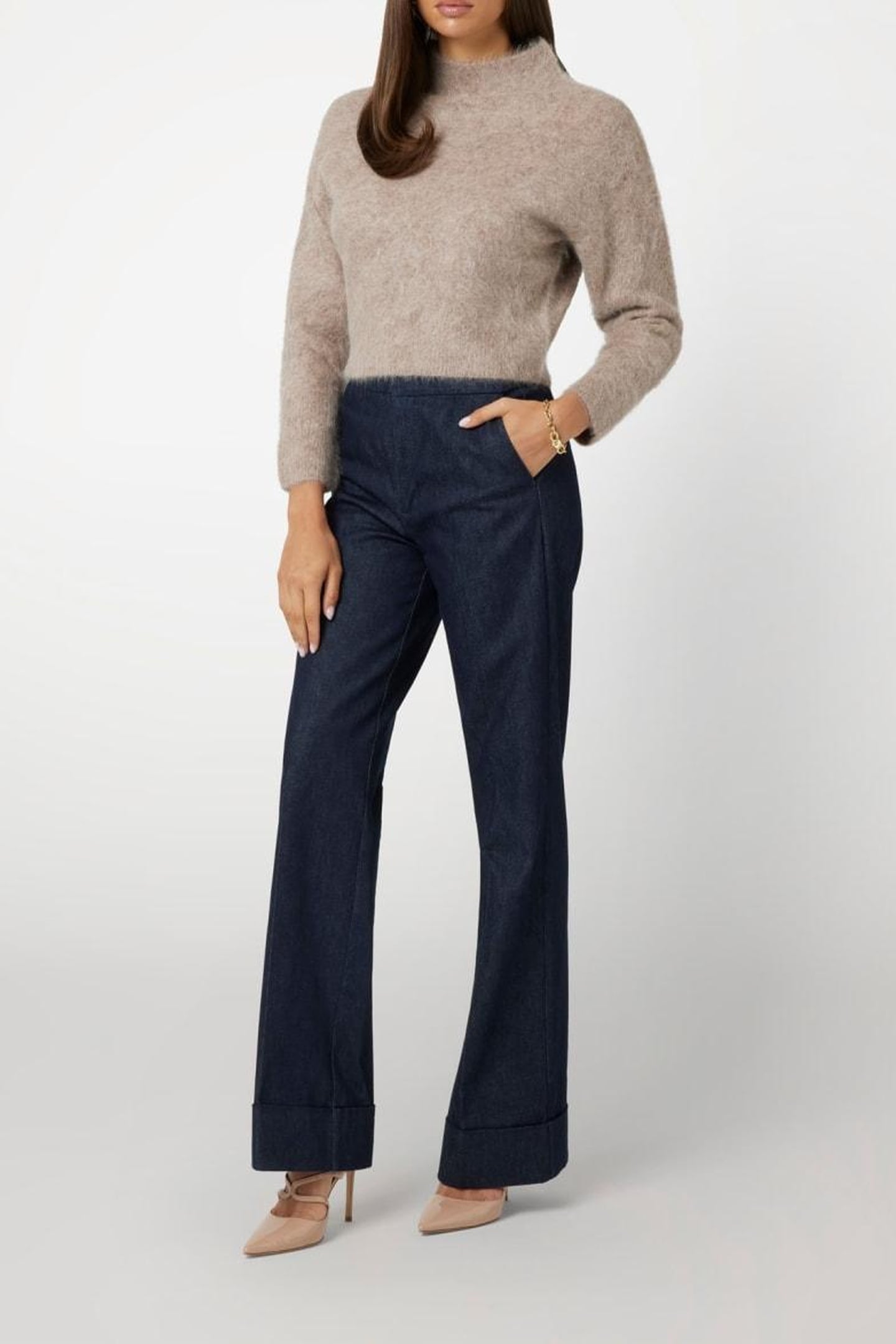 DENISE CROP SWEATER HERB TAN MULTI 1