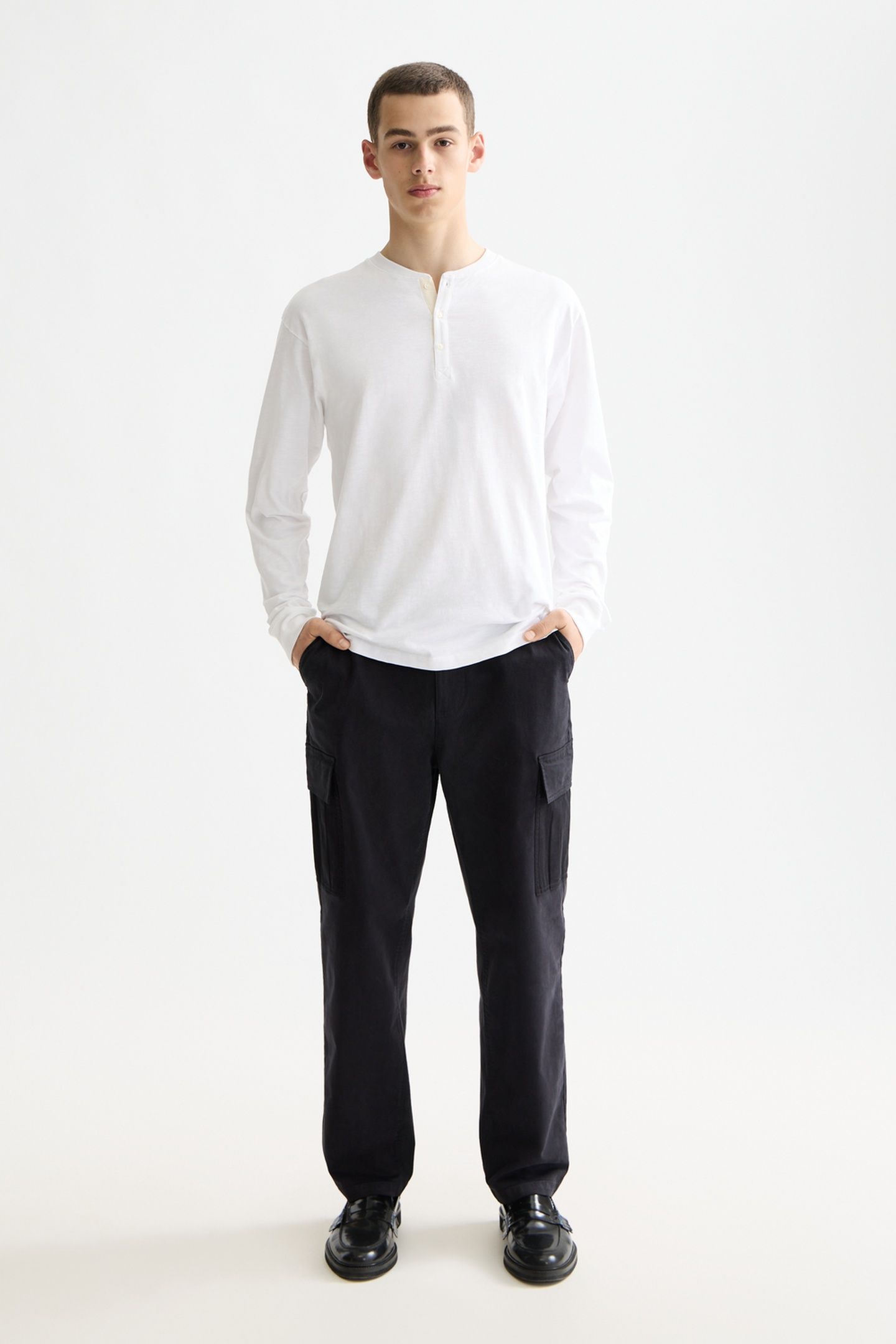 SLUB HENLEY T-SHIRT LS BRIGHT WHITE 2