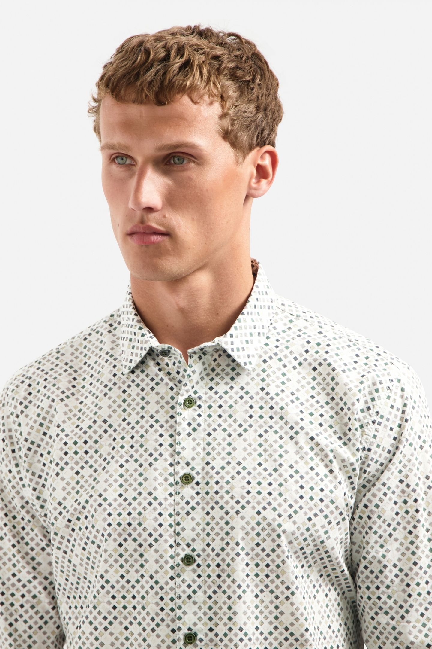 SHIRT STRETCH ALLOVER PRINTED DARK GREEN 6