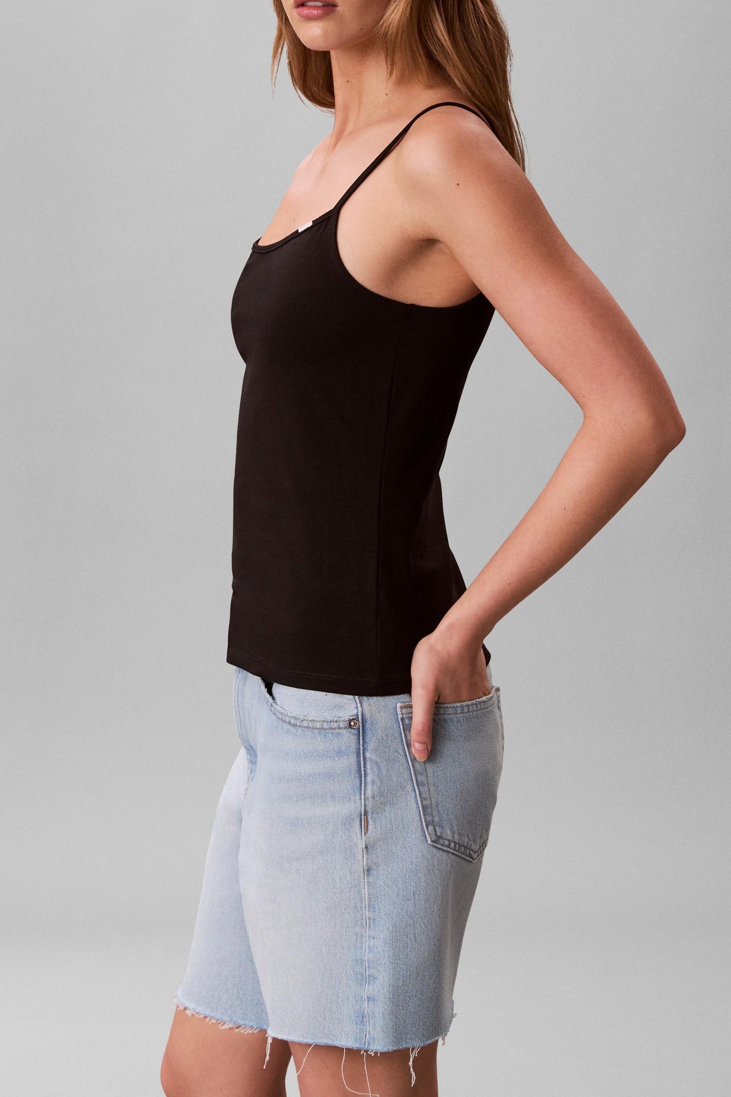 SLEEVELESS COTTON STRETCH TOP BLACK 2