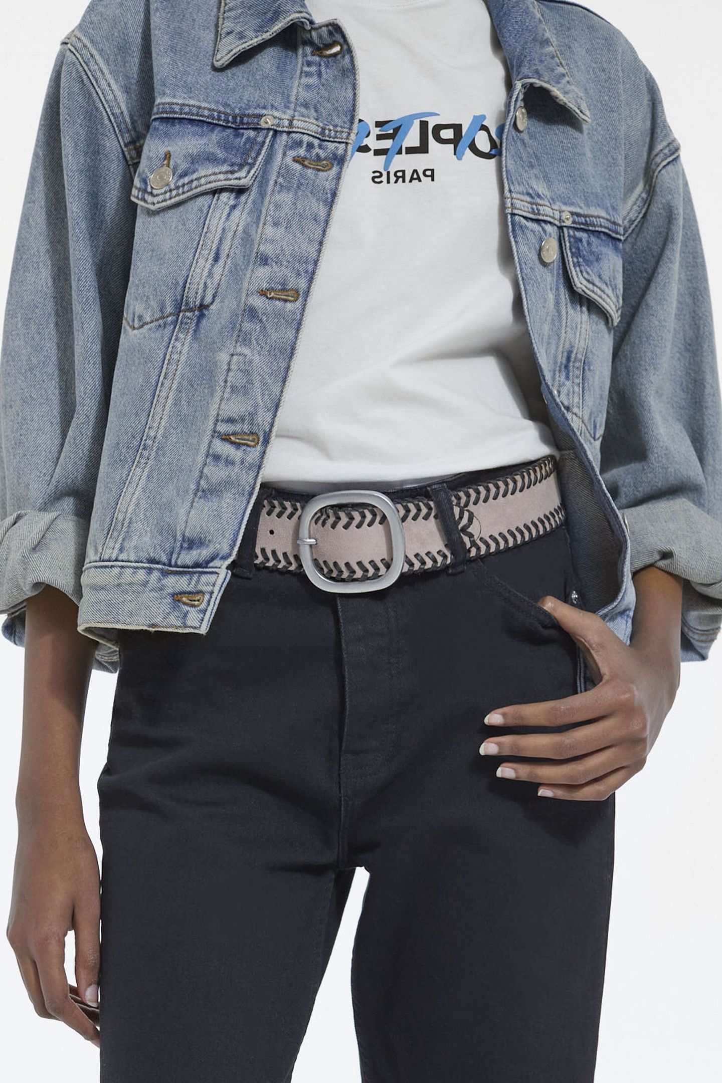SUEDE BELT WITH BRAID PINK 1