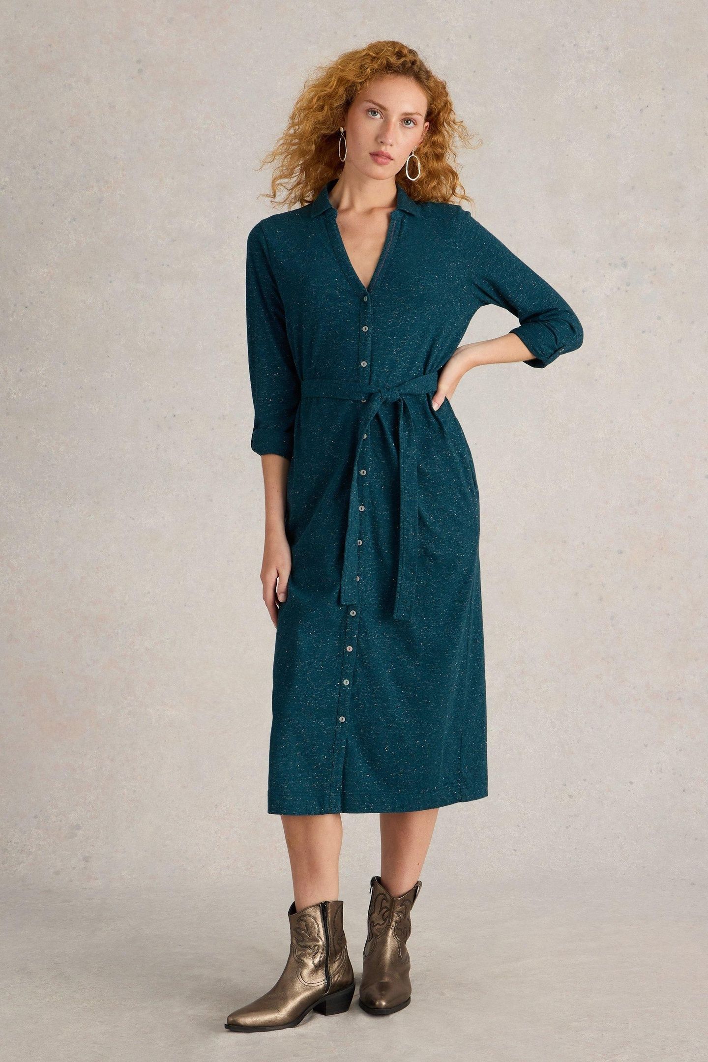 ANNIE SPARKLE JERSEY DRESS TEAL MULTI 1